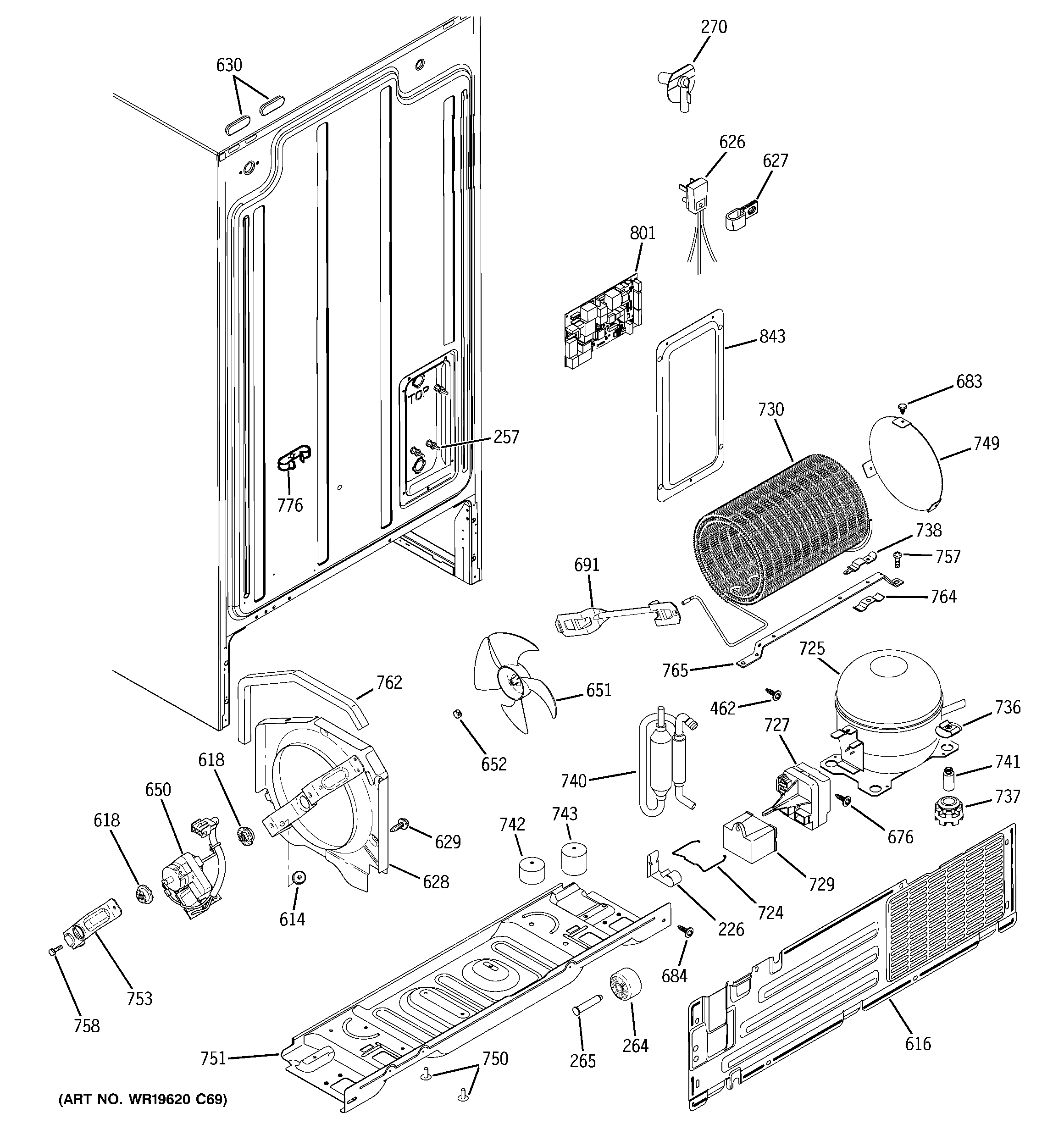 GE GSS20IBTJWW sealed system & mother board diagram