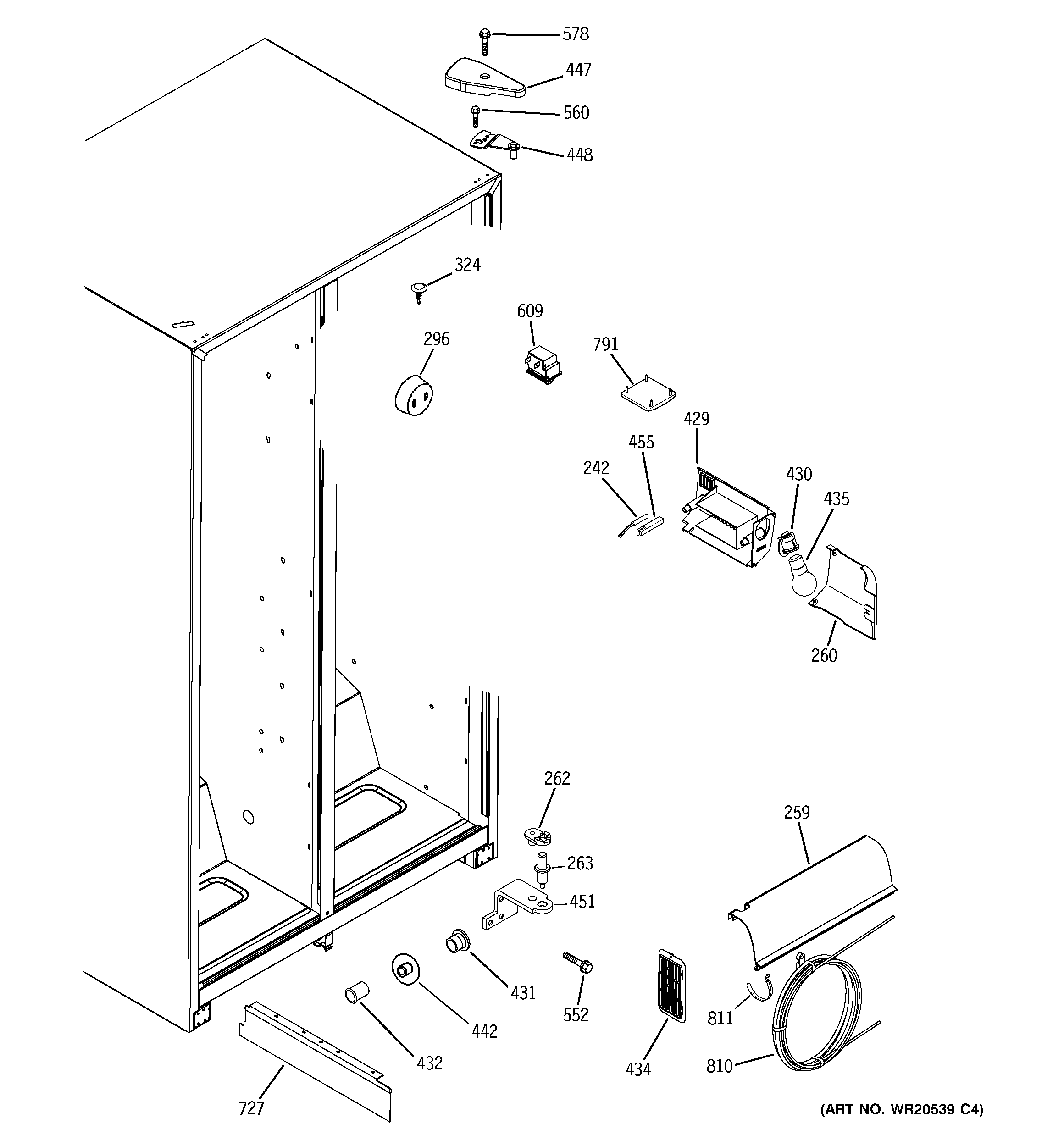 GE GSE22KEWHFSS fresh food section diagram