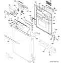 GE PDW9800N00BB escutcheon & door assembly diagram