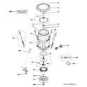 GE WPGT9150H0WW tub, suspension & drive components diagram