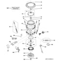 GE WPGT9360C0WW tub, suspension & drive components diagram