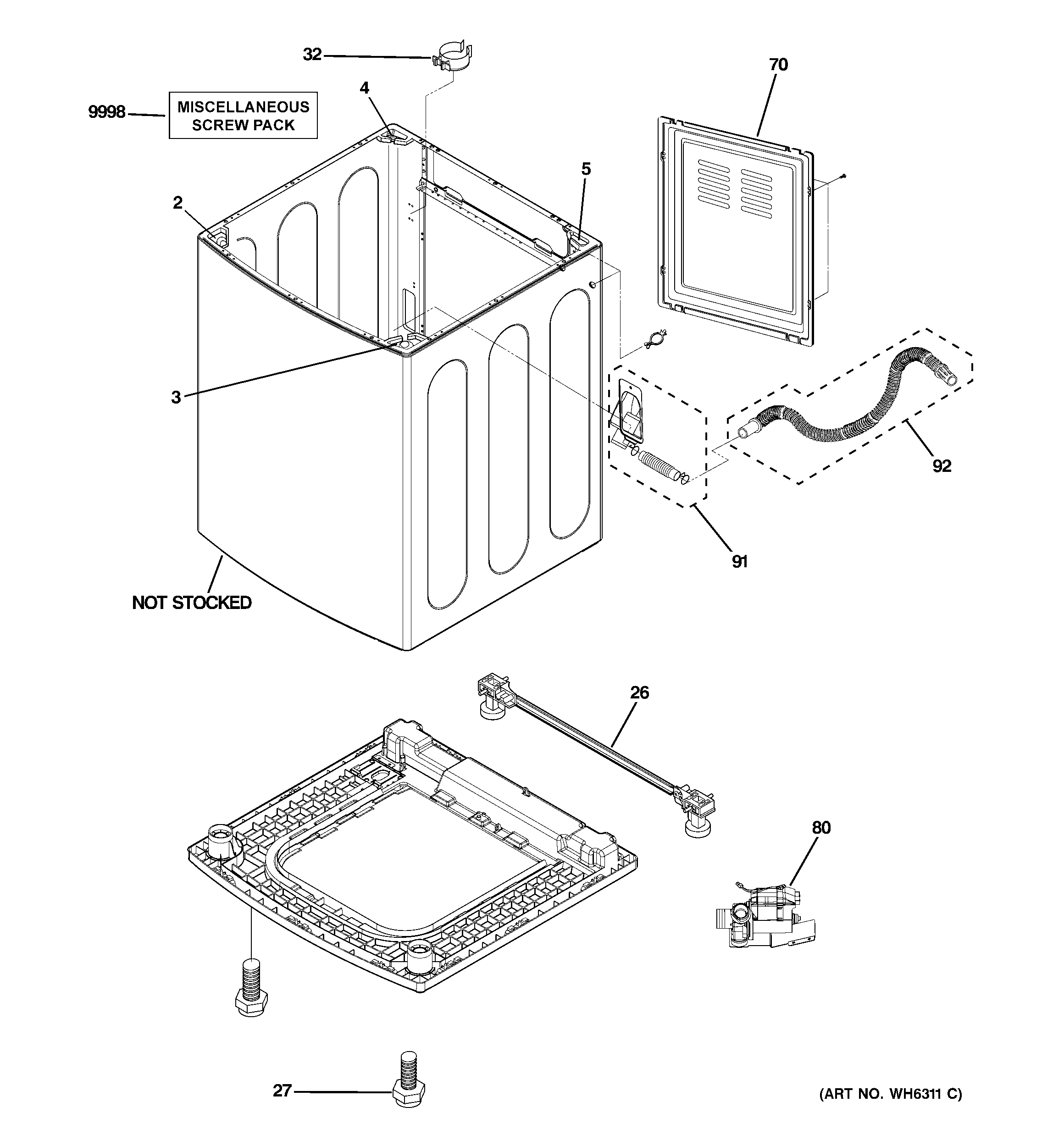 GE WPGT9360E0PL cabinet diagram