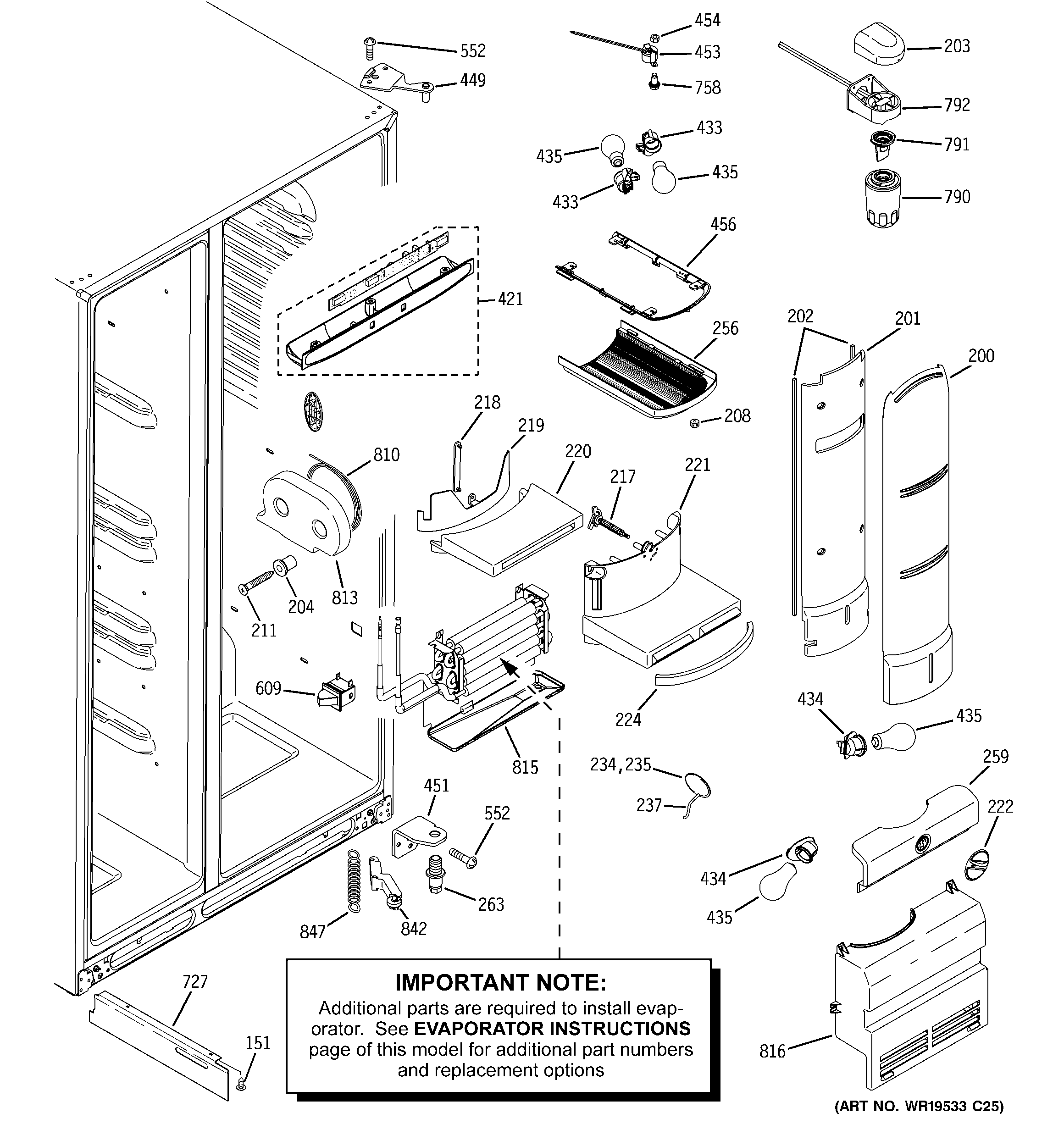 GE PSC25MGTBWW fresh food section diagram