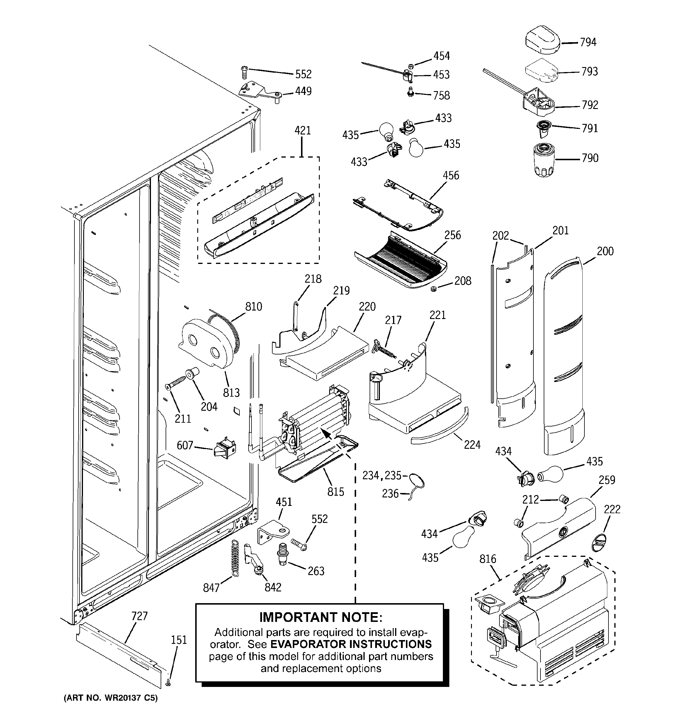 GE PSC25NSWASS fresh food section diagram