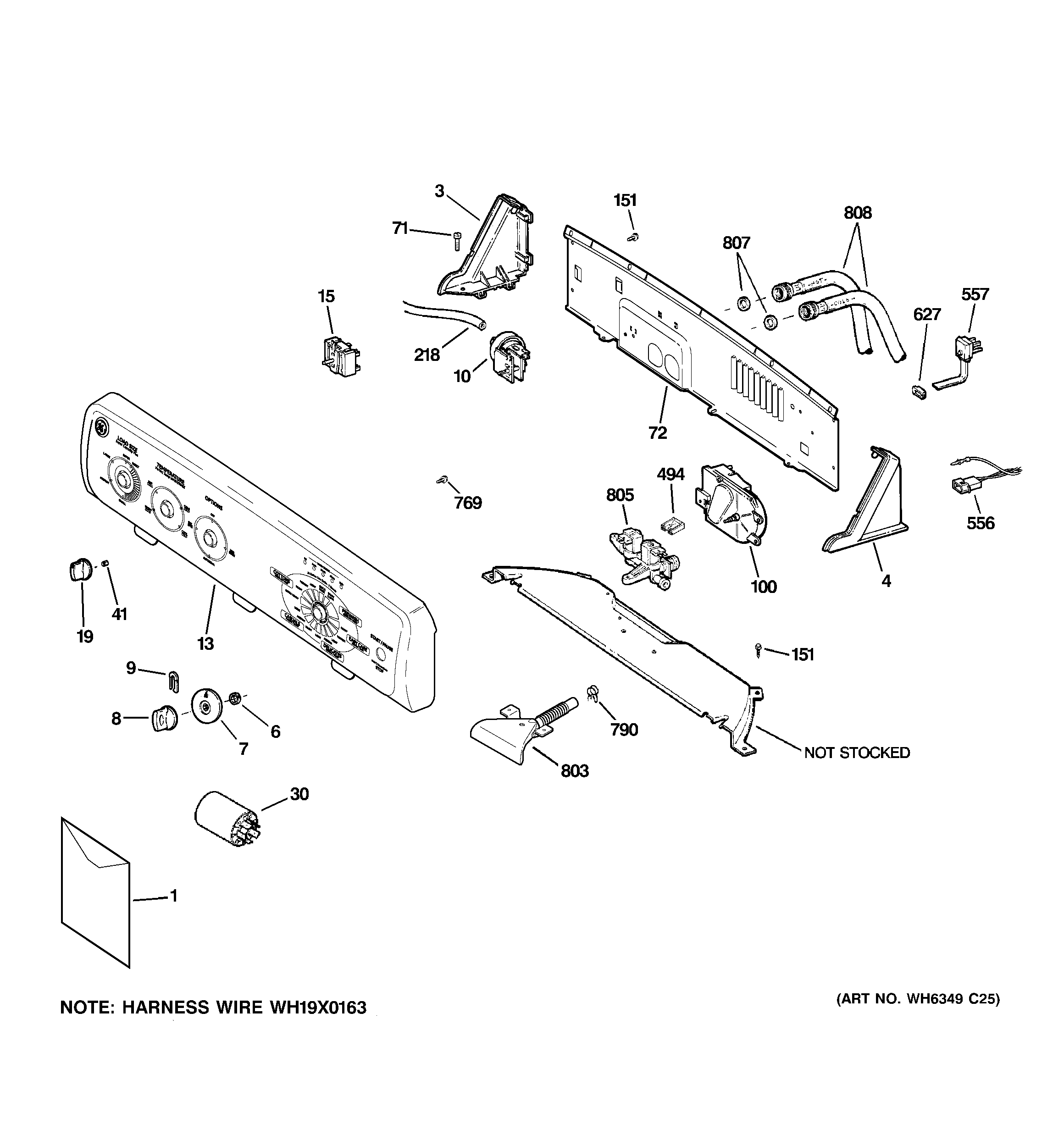 GE GNSR3150H3WW controls & backsplash diagram