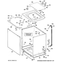 GE WHDRR418G3WW cabinet, cover & front panel diagram