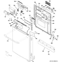GE PDWT280P00SS escutcheon & door asssembly diagram