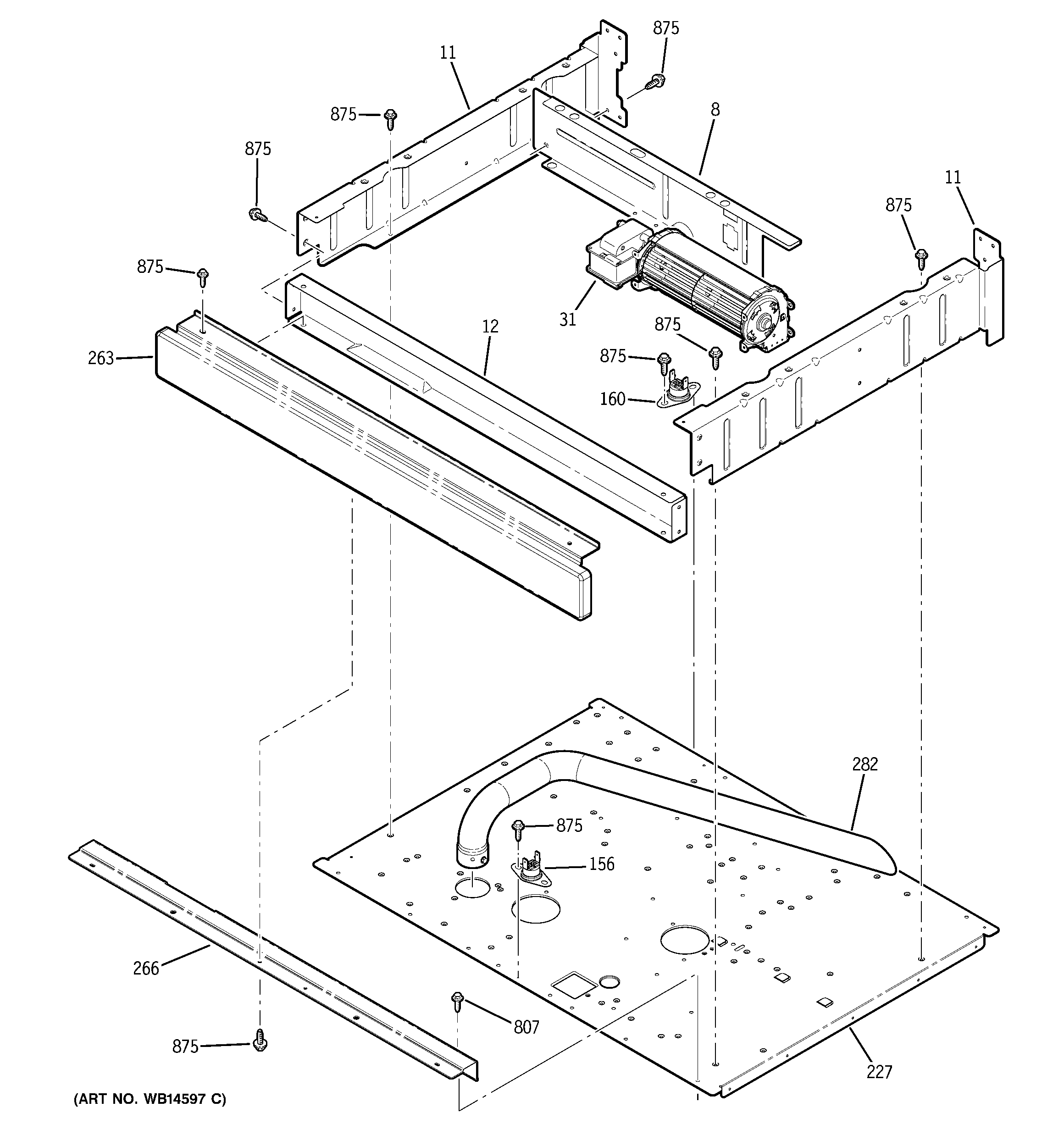 GE PT956SM1SS center spacer diagram