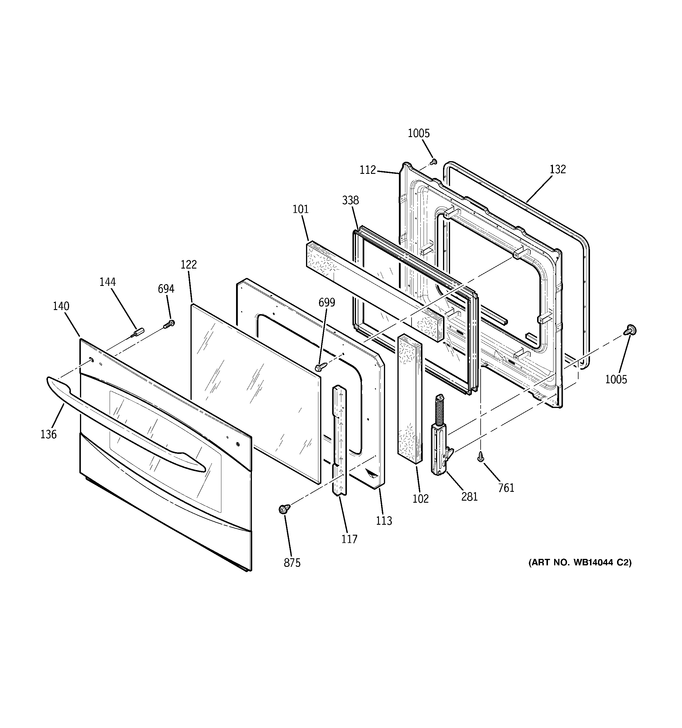 GE PT956SM2SS door diagram