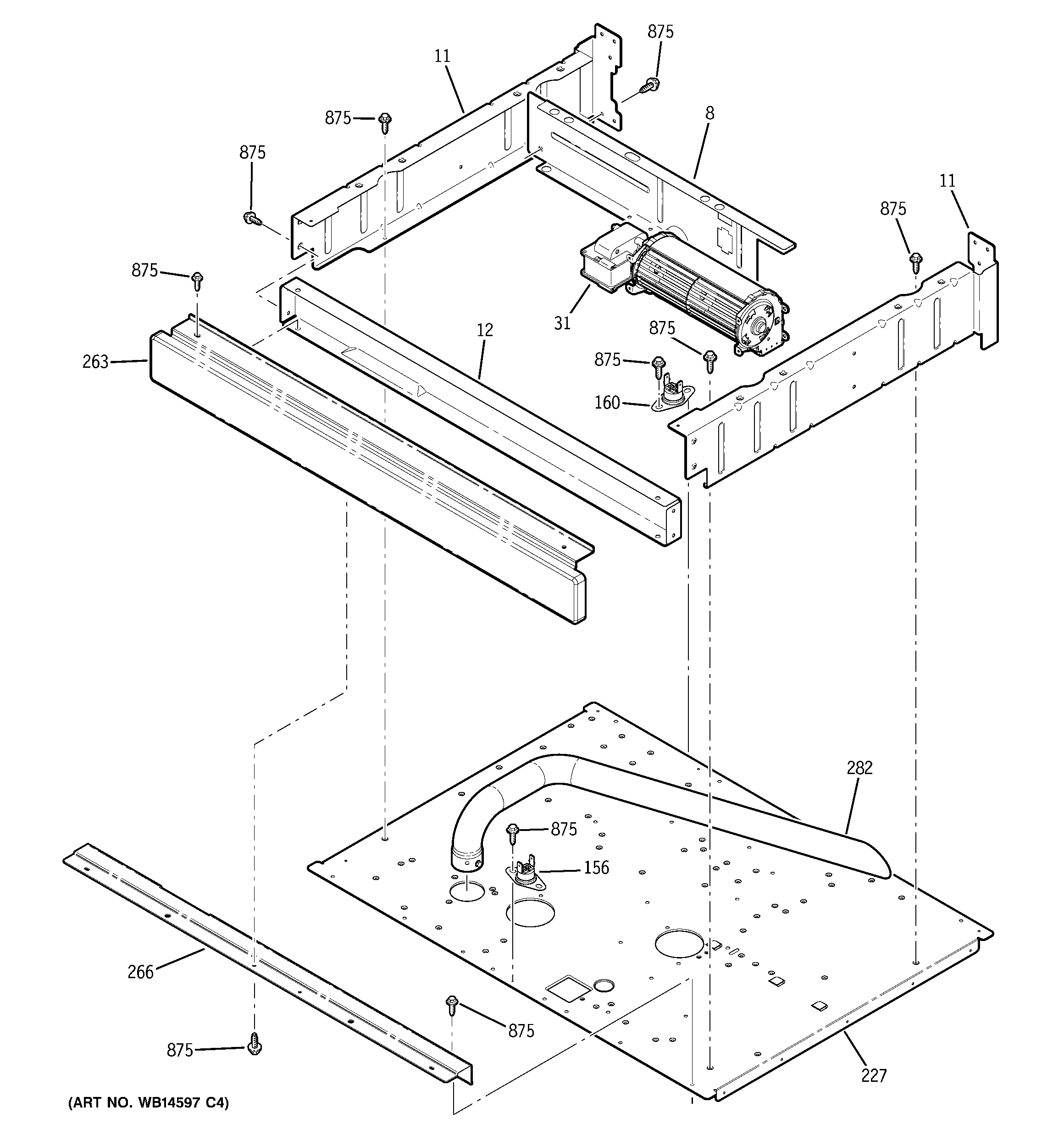 GE PT956CM1CC center spacer diagram