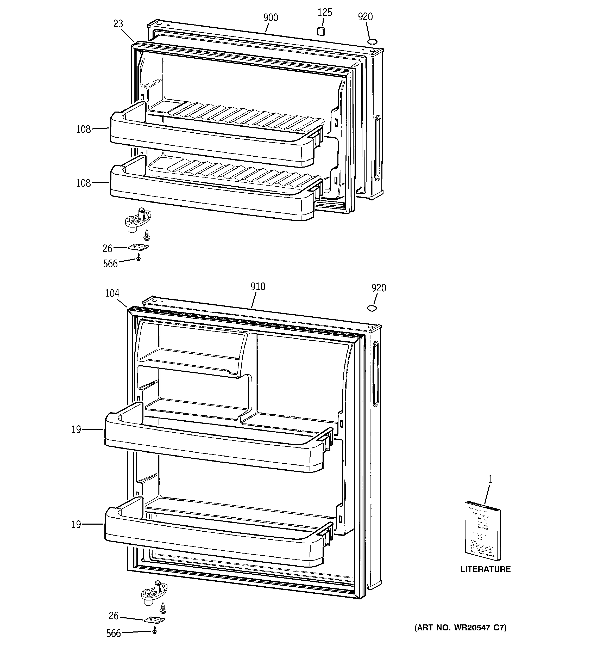 GE Americana A3316ABSDRWW doors diagram