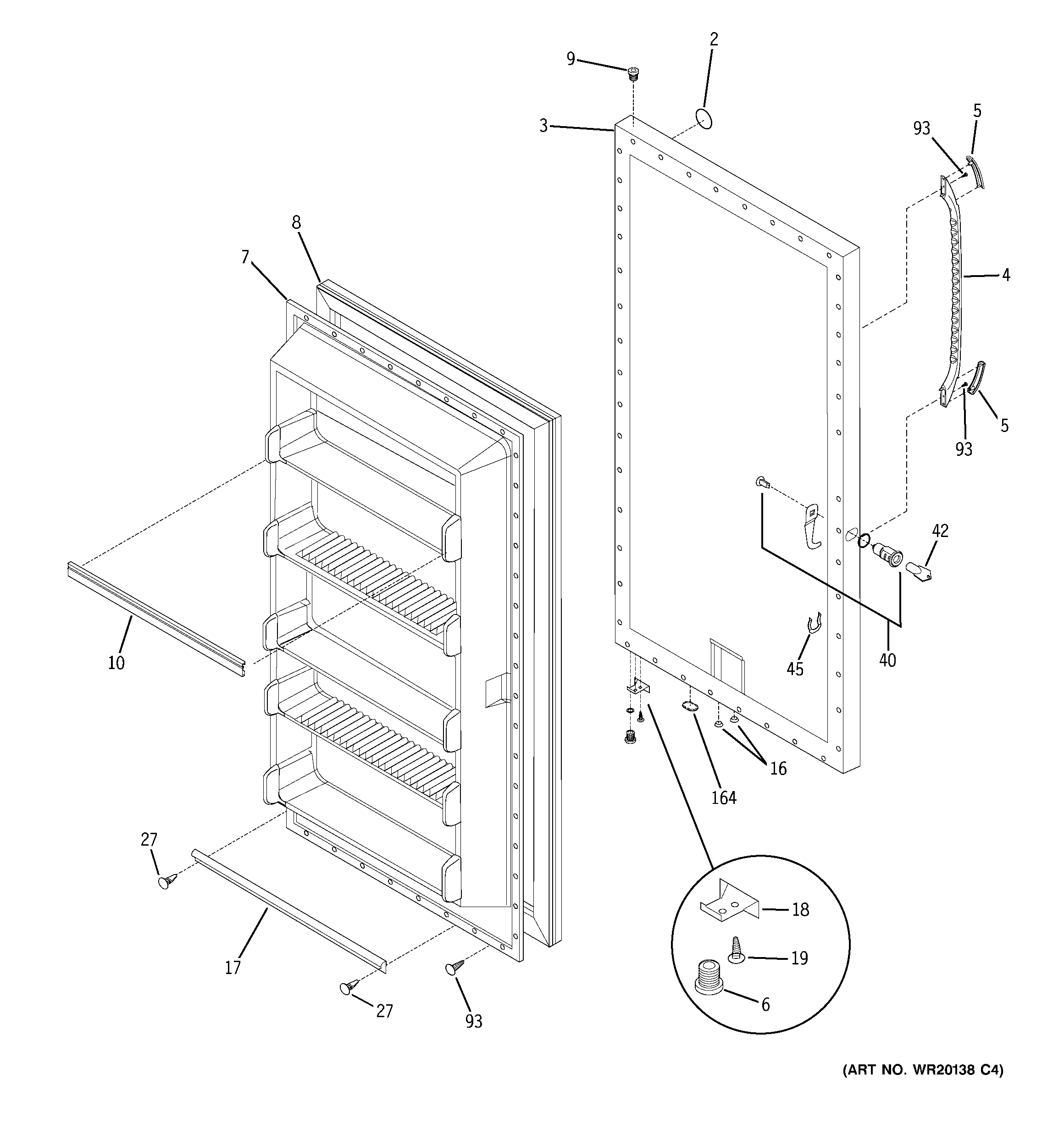 GE FUF17SUDRWW door diagram