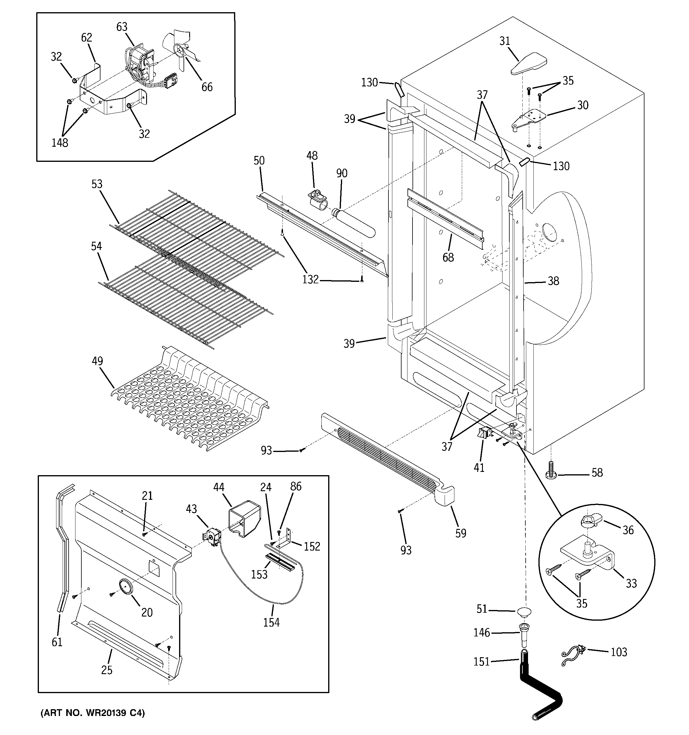 GE FUF17SUDRWW cabinet diagram