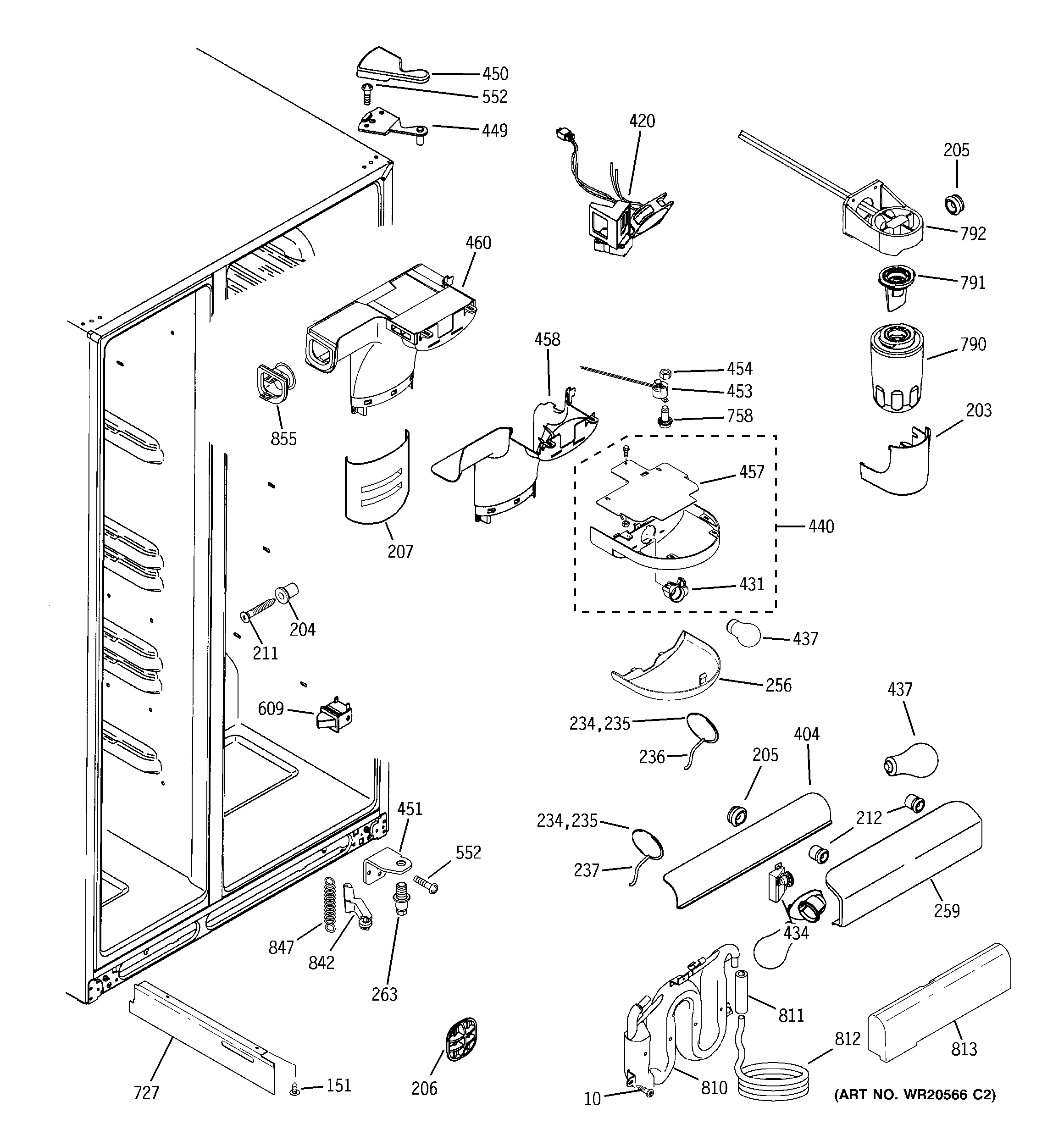 GE GSHF3KGXCCCC fresh food section diagram