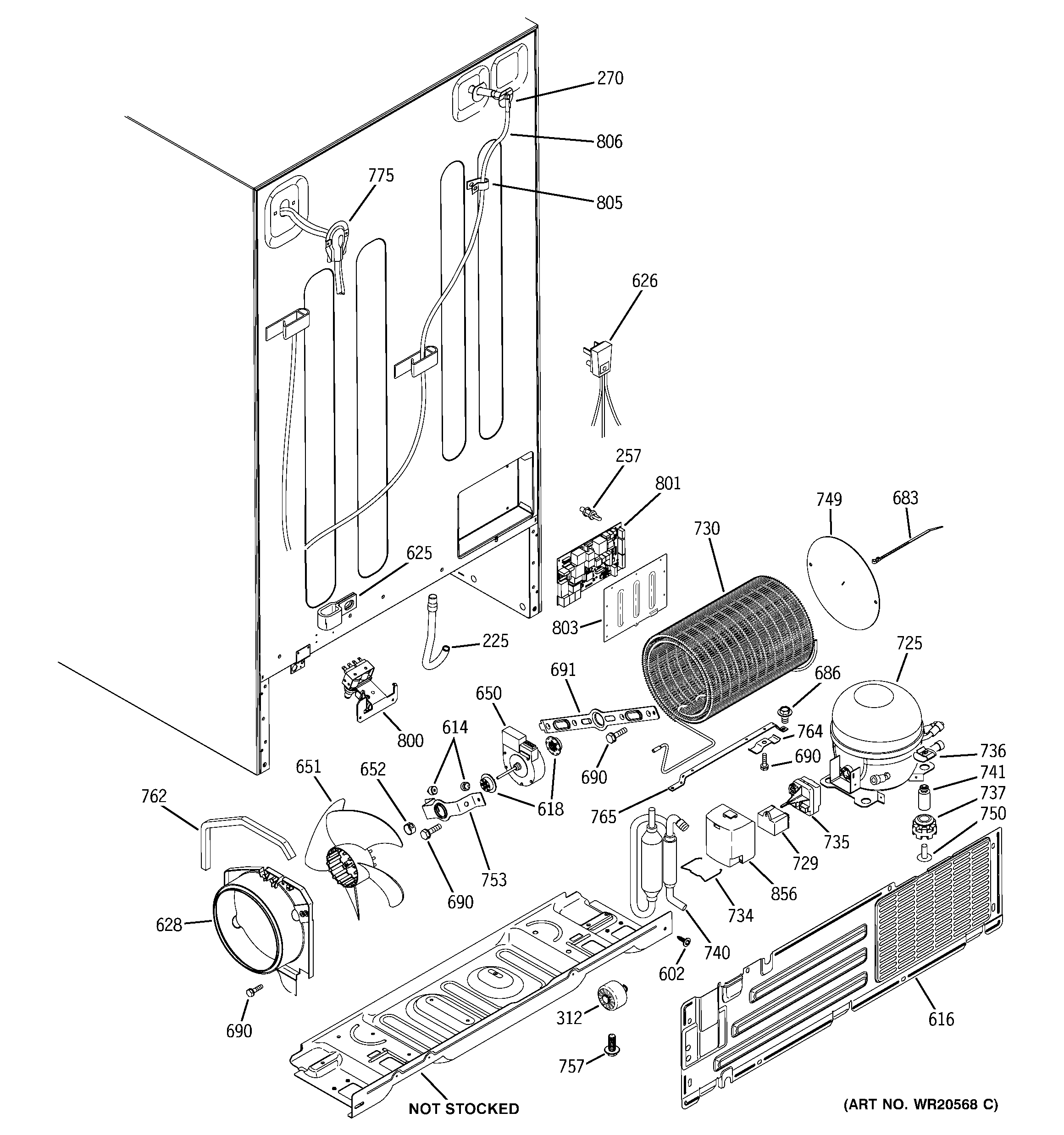 GE GSHF3KGXCCCC sealed system & mother board diagram