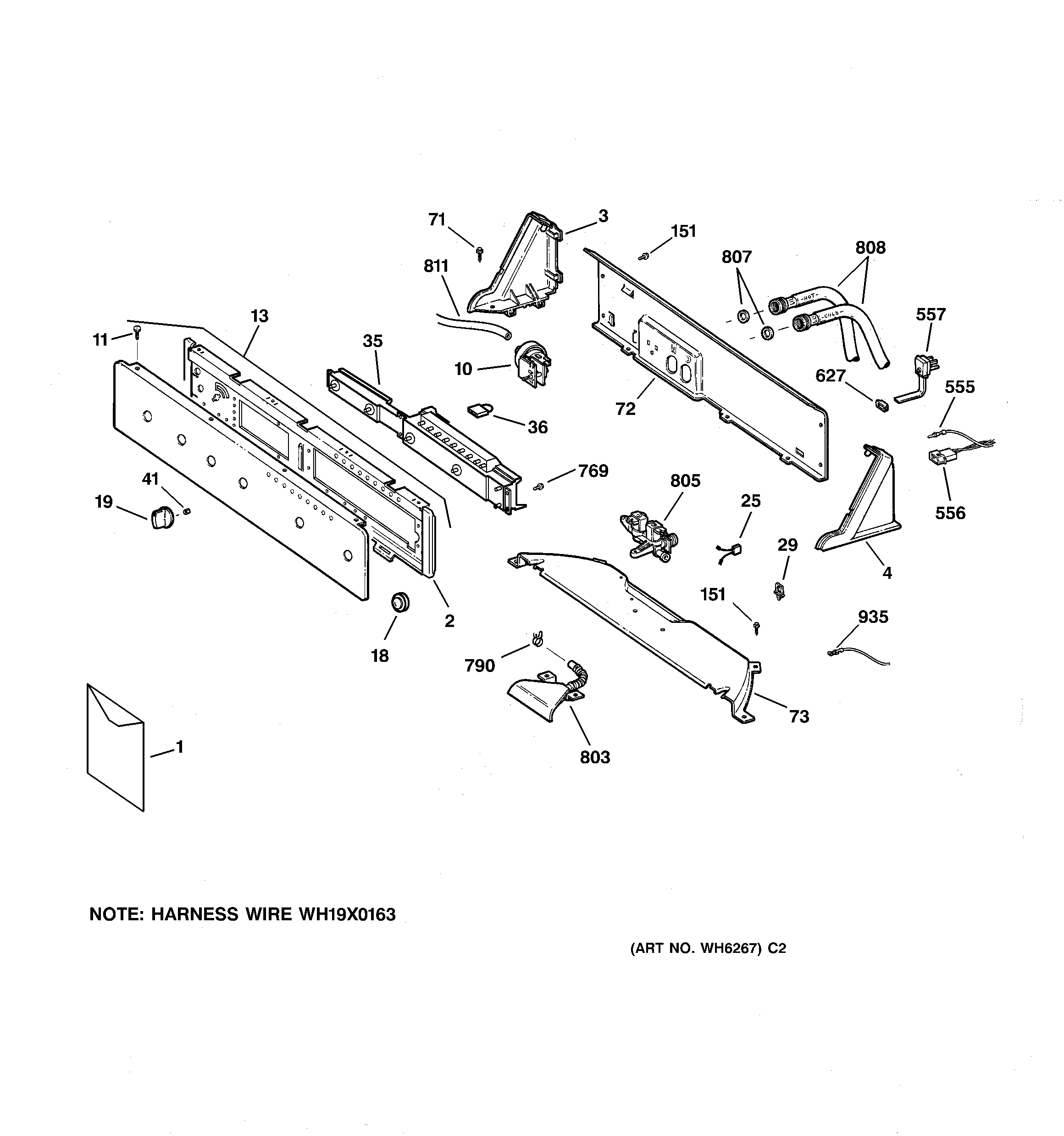 GE WNSE4200A0AA controls & backsplash diagram
