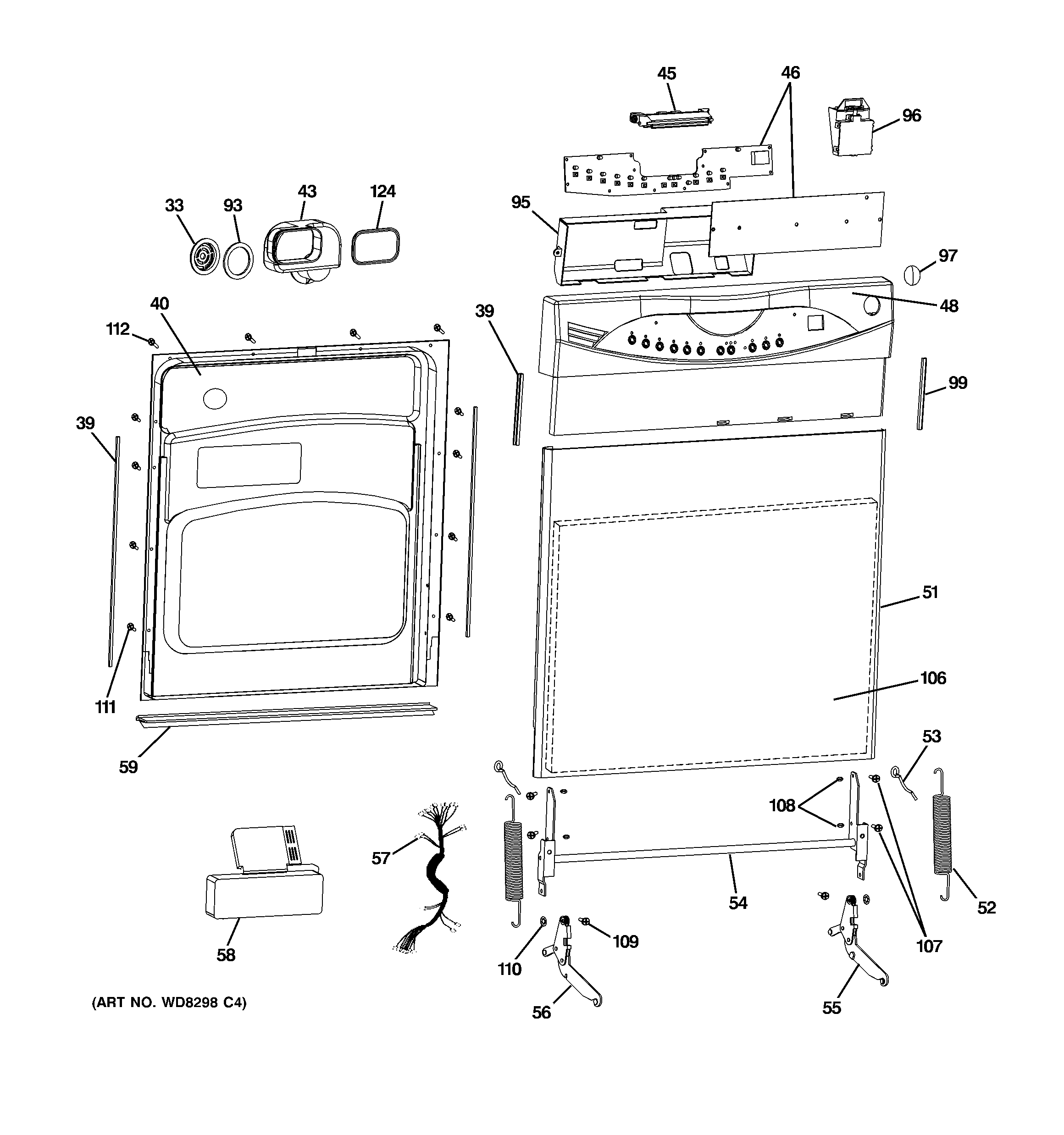 GE GHDA690P01BB escutcheon & door assembly diagram