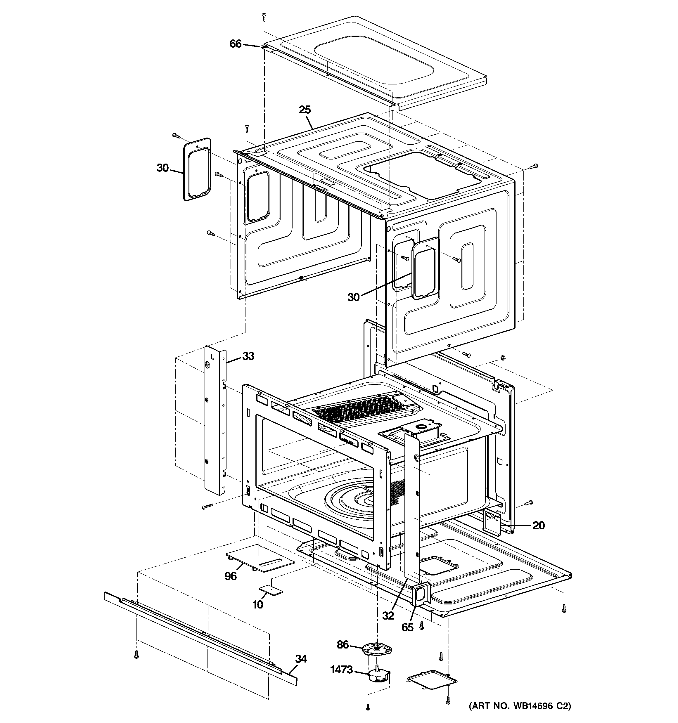 GE PSB1200NBB01 oven cavity diagram