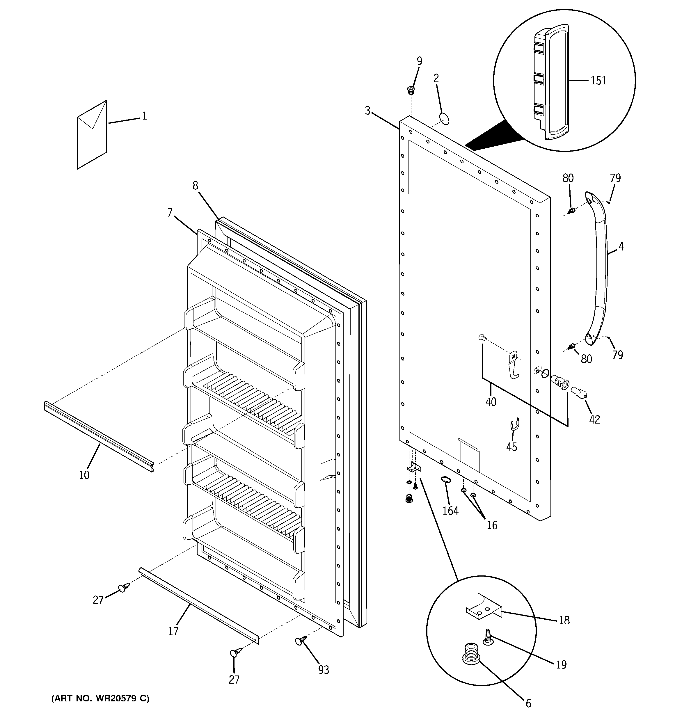 GE FUF14SVARWW freezer door diagram