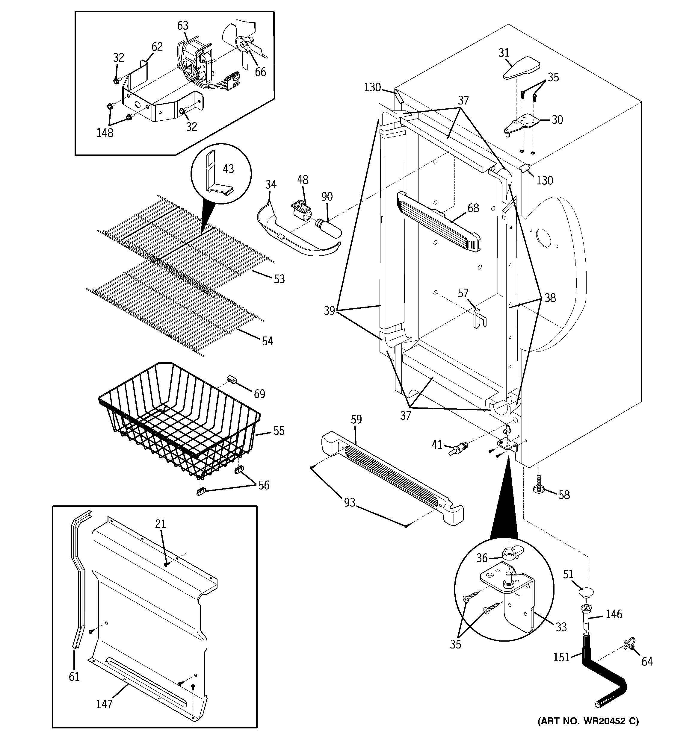 GE FUF14SVARWW cabinet diagram