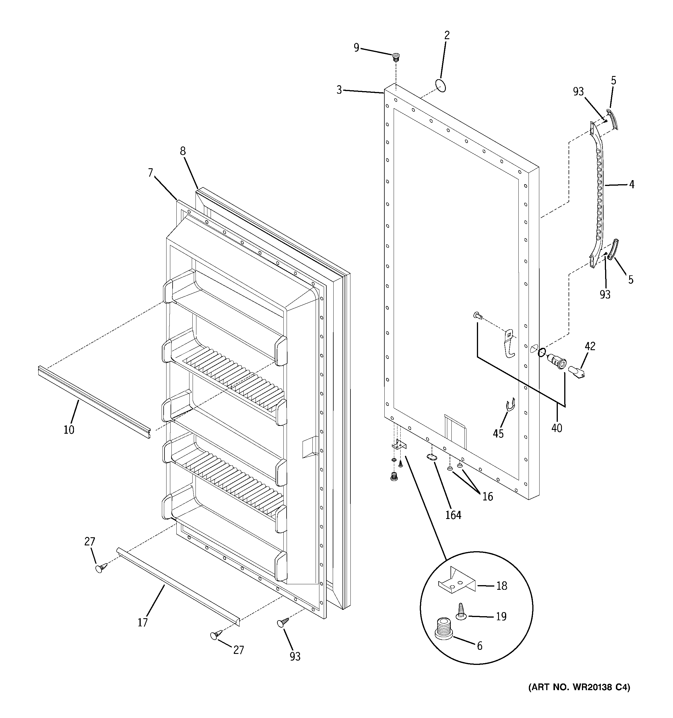 GE FUM14DTCRWH door diagram