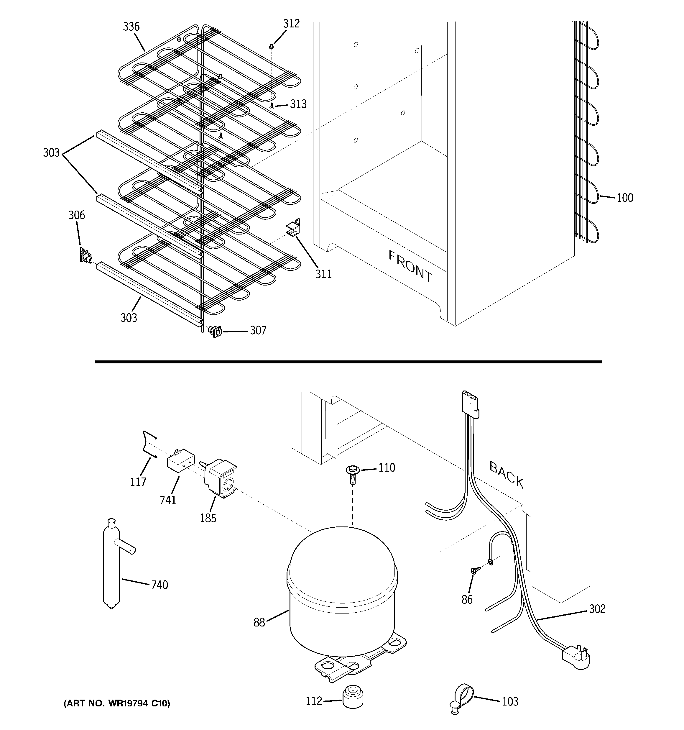 GE FUM14DTCRWH unit parts diagram