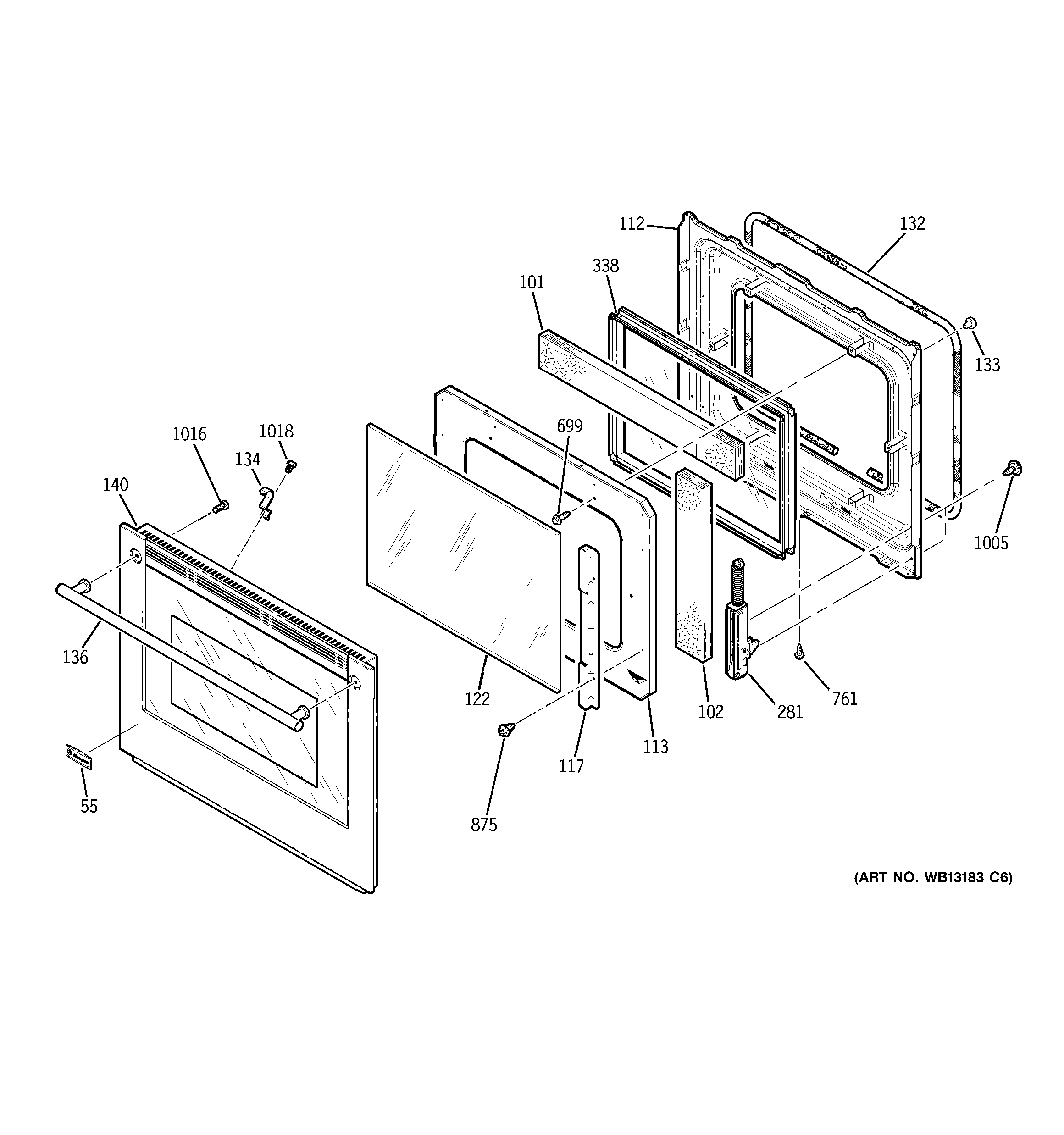 GE ZET958SM1SS door diagram