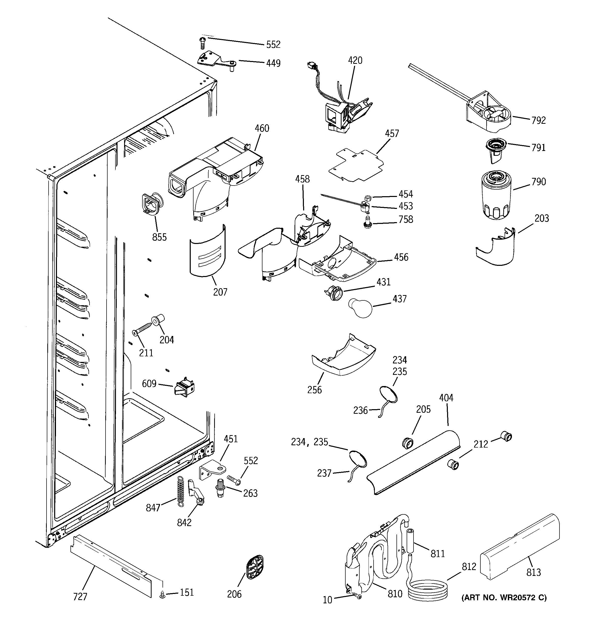 GE GCE21LGWIFWW fresh food section diagram