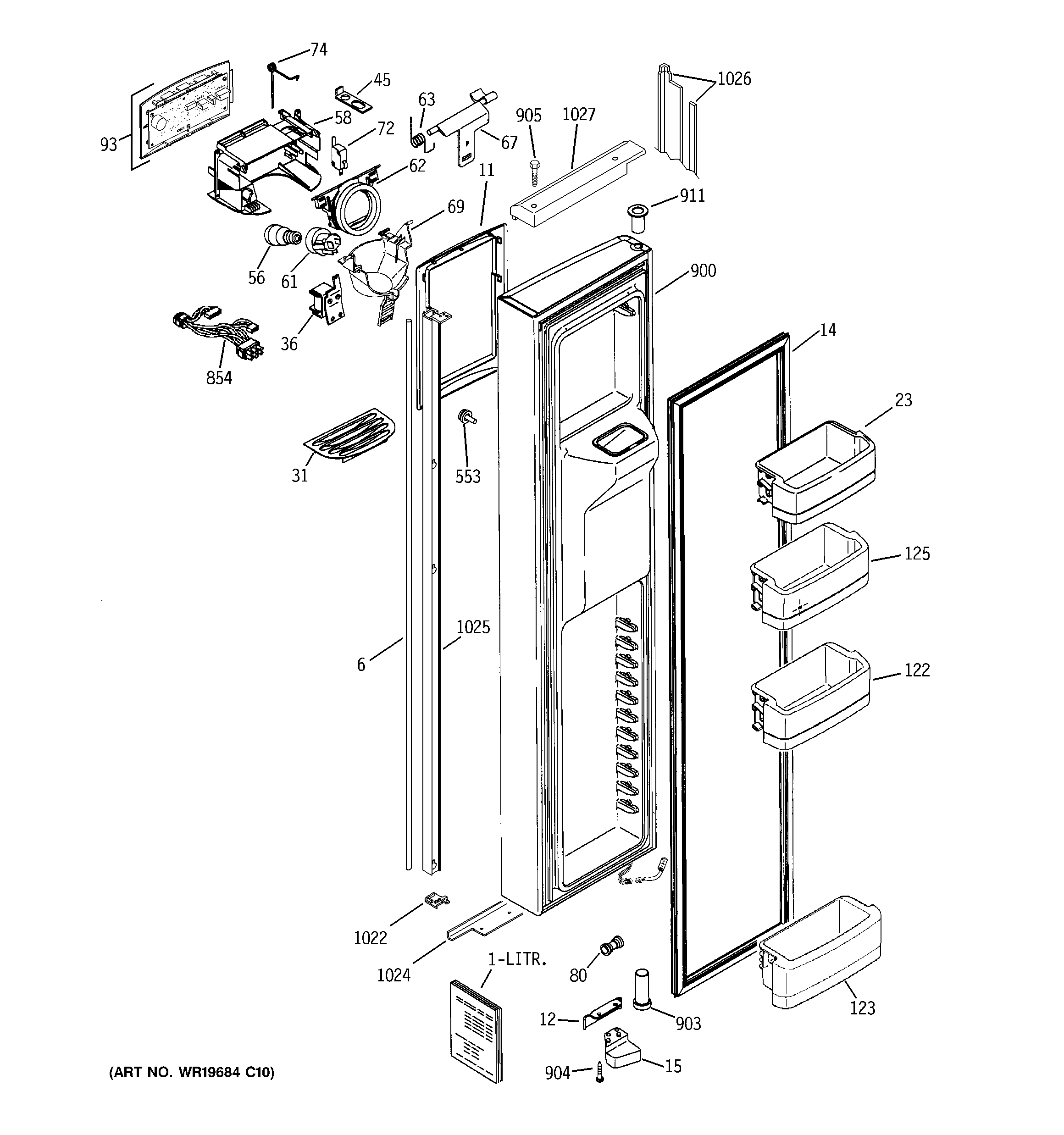 GE GIE21MGTJFKB freezer door diagram