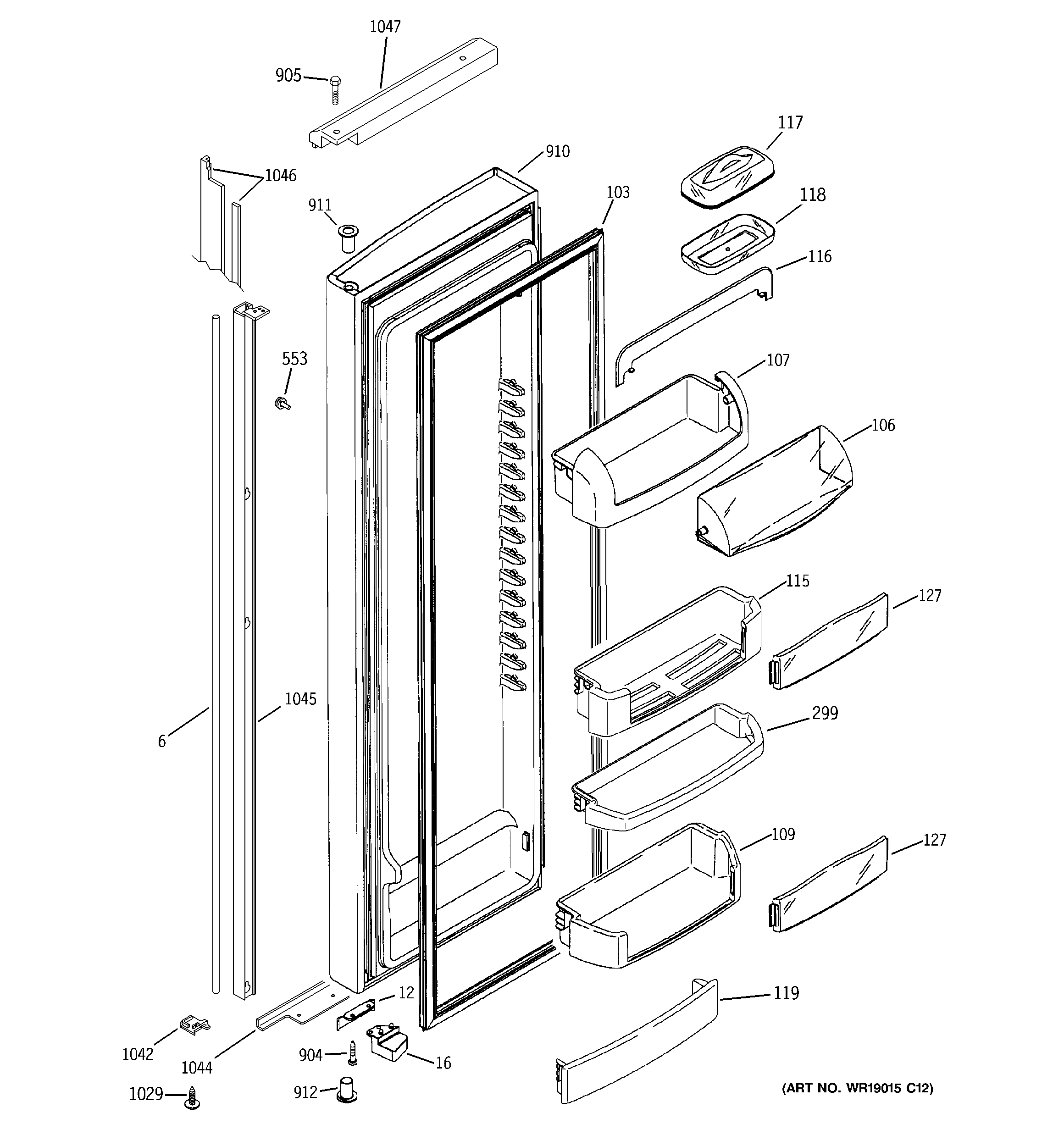 GE GIE21MGTJFKB fresh food door diagram