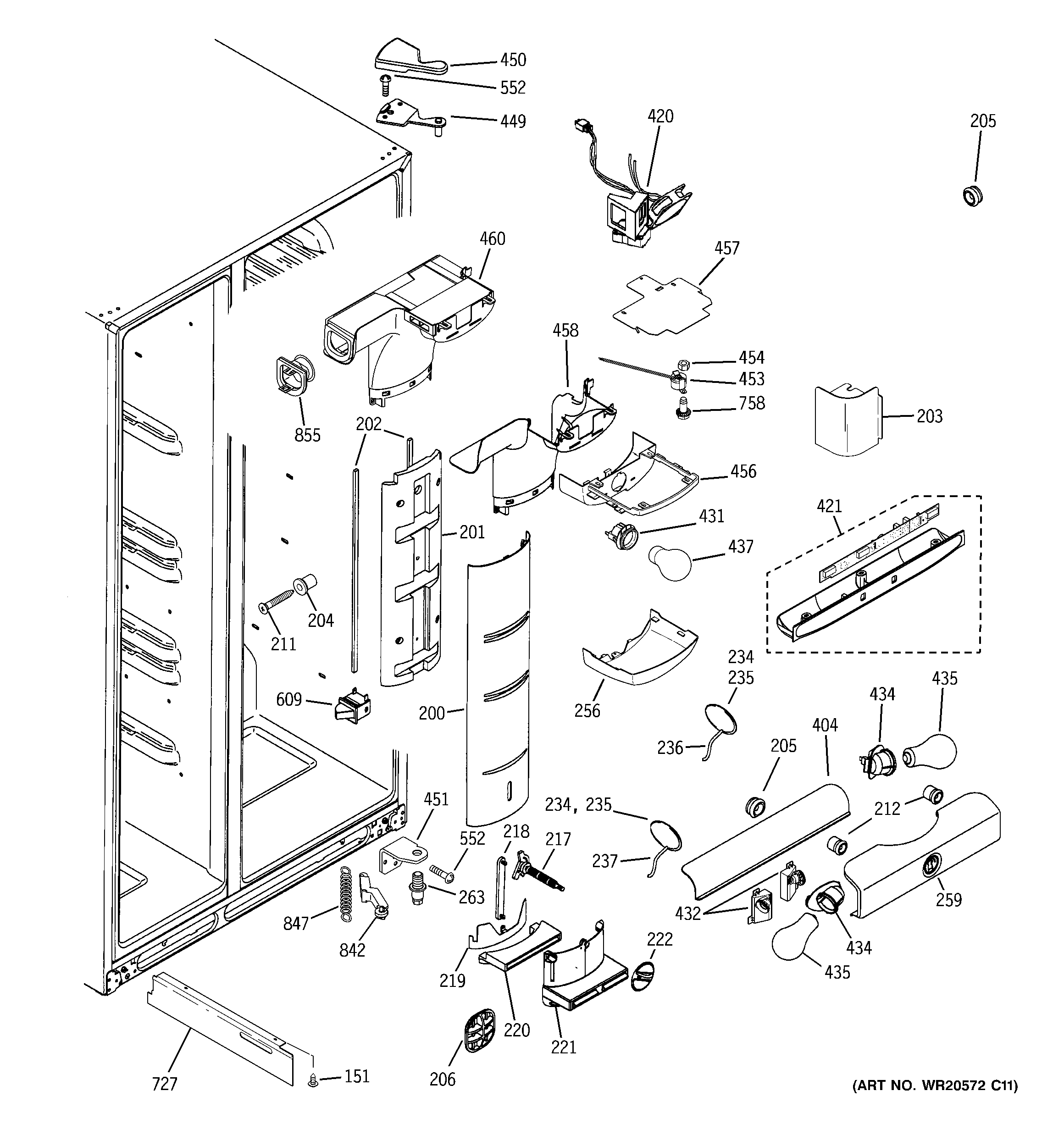 GE GSK25LHWICCC fresh food section diagram
