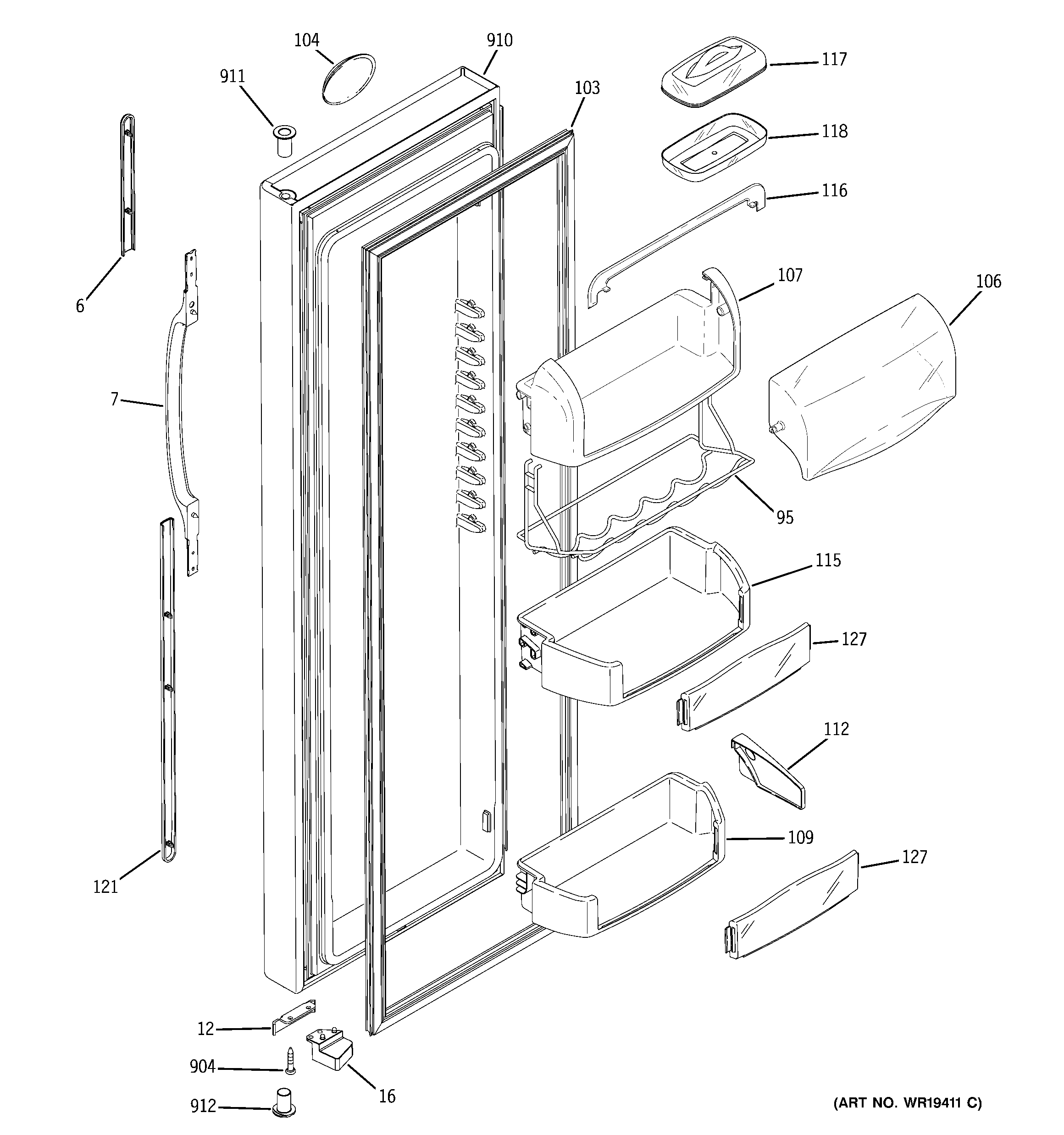 Hotpoint HSK29MGWICCC fresh food door diagram