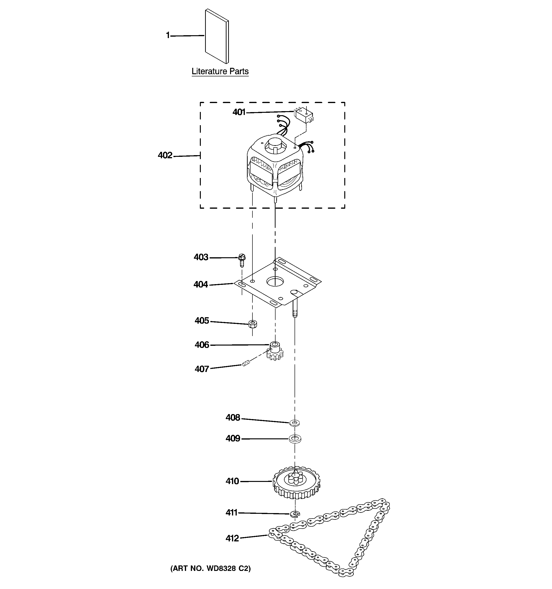 GE GCG1580P0SS motor & drive parts diagram