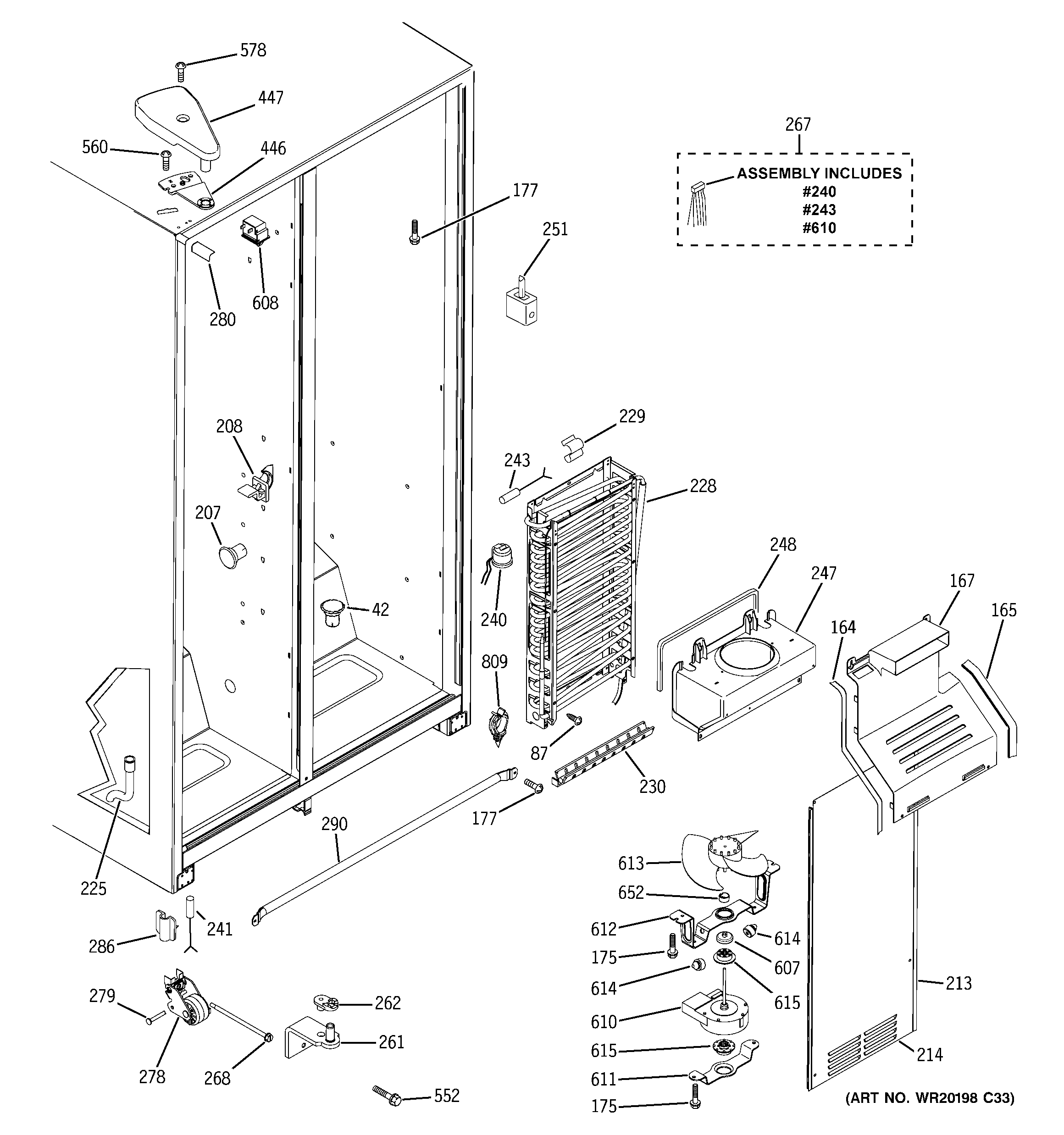 GE GSS20IETDCC freezer section diagram