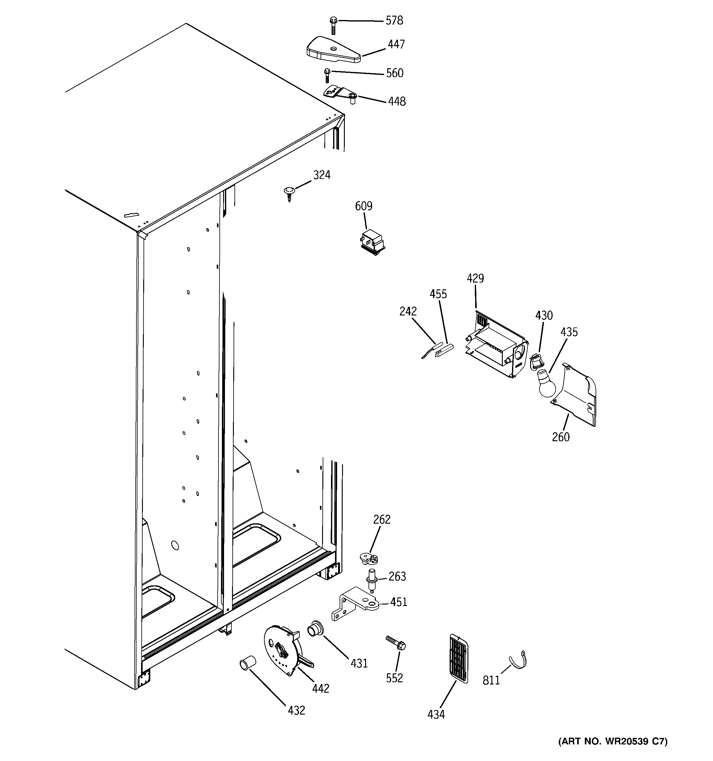 GE GSS20IETDCC fresh food section diagram