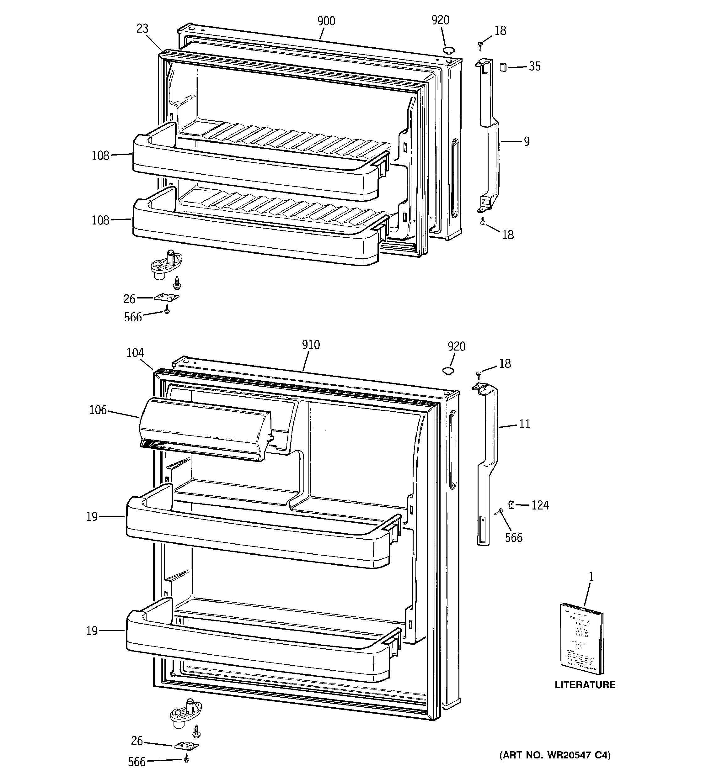 GE GTT16BBSDRCC doors diagram
