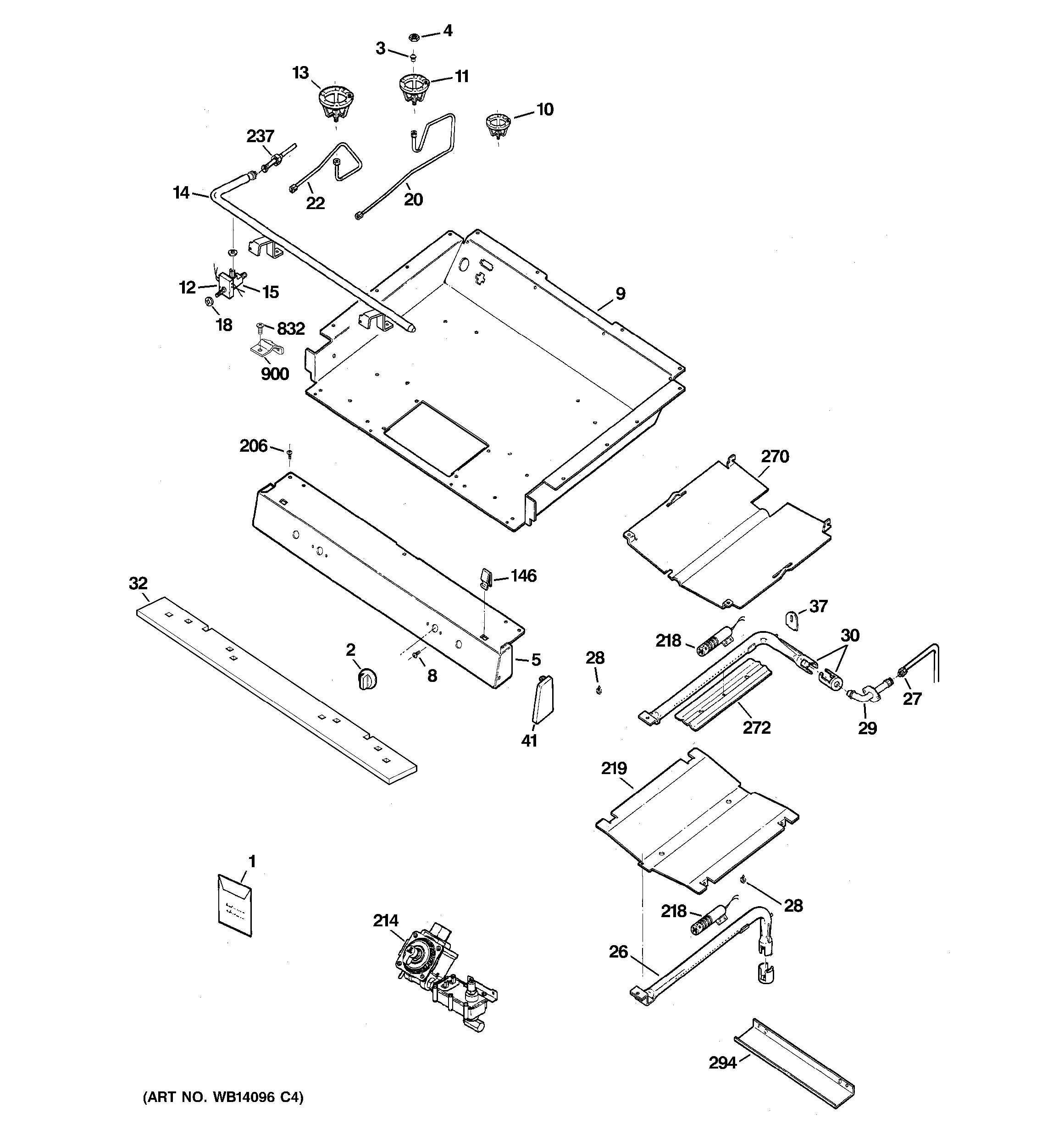 GE JGBP28SEM5SS gas & burner parts diagram
