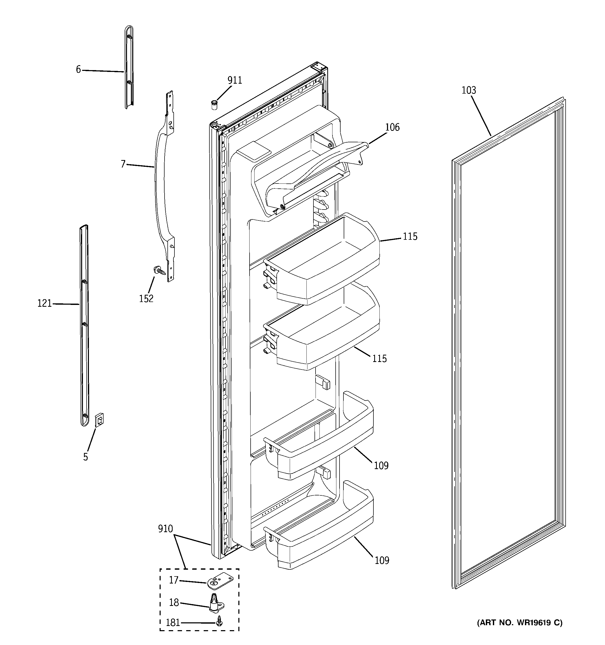 GE GSS20IEPJWH fresh food door diagram