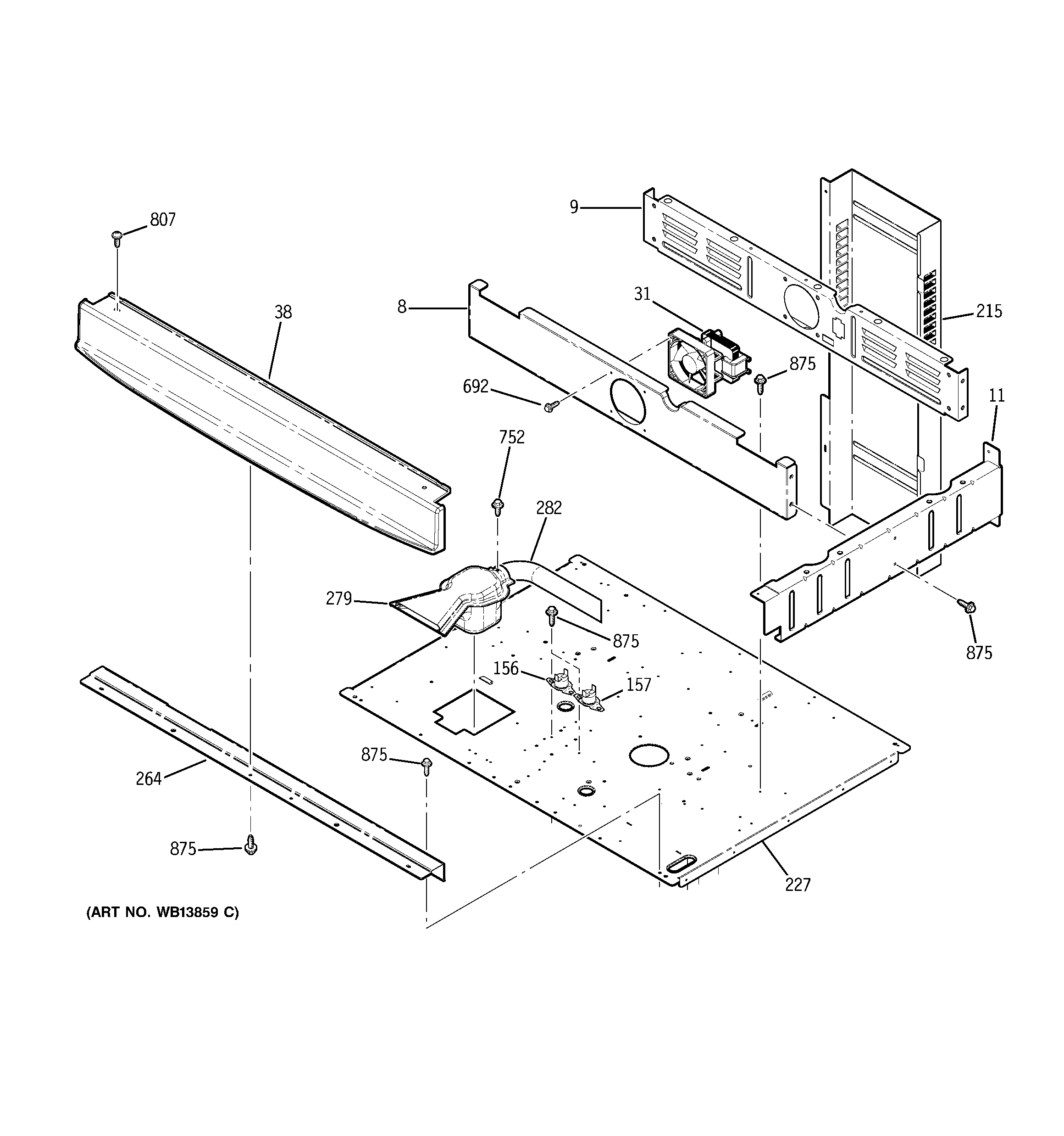 GE JT952CF8CC center spacer diagram
