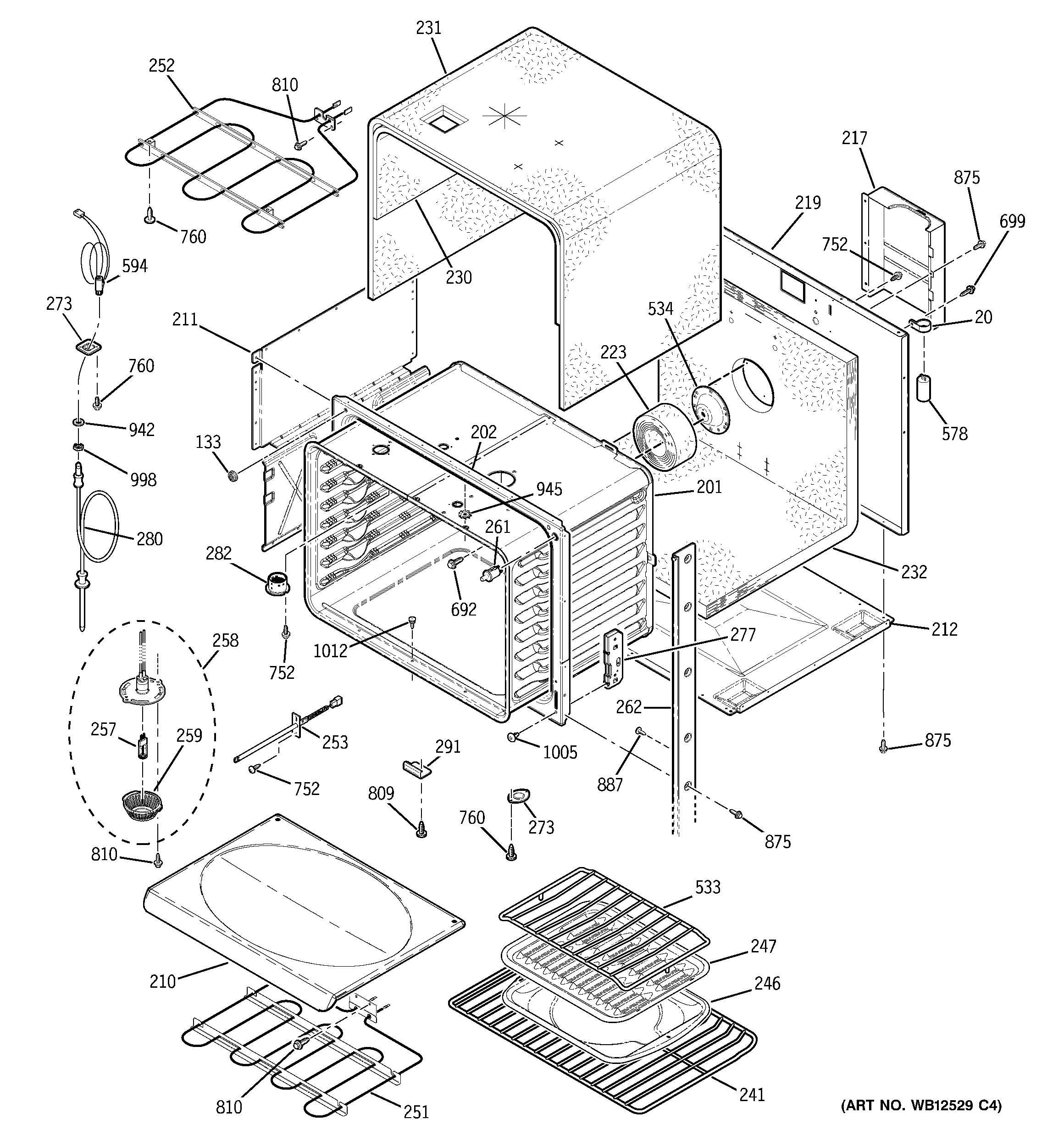 GE JT955CF8CC upper oven diagram