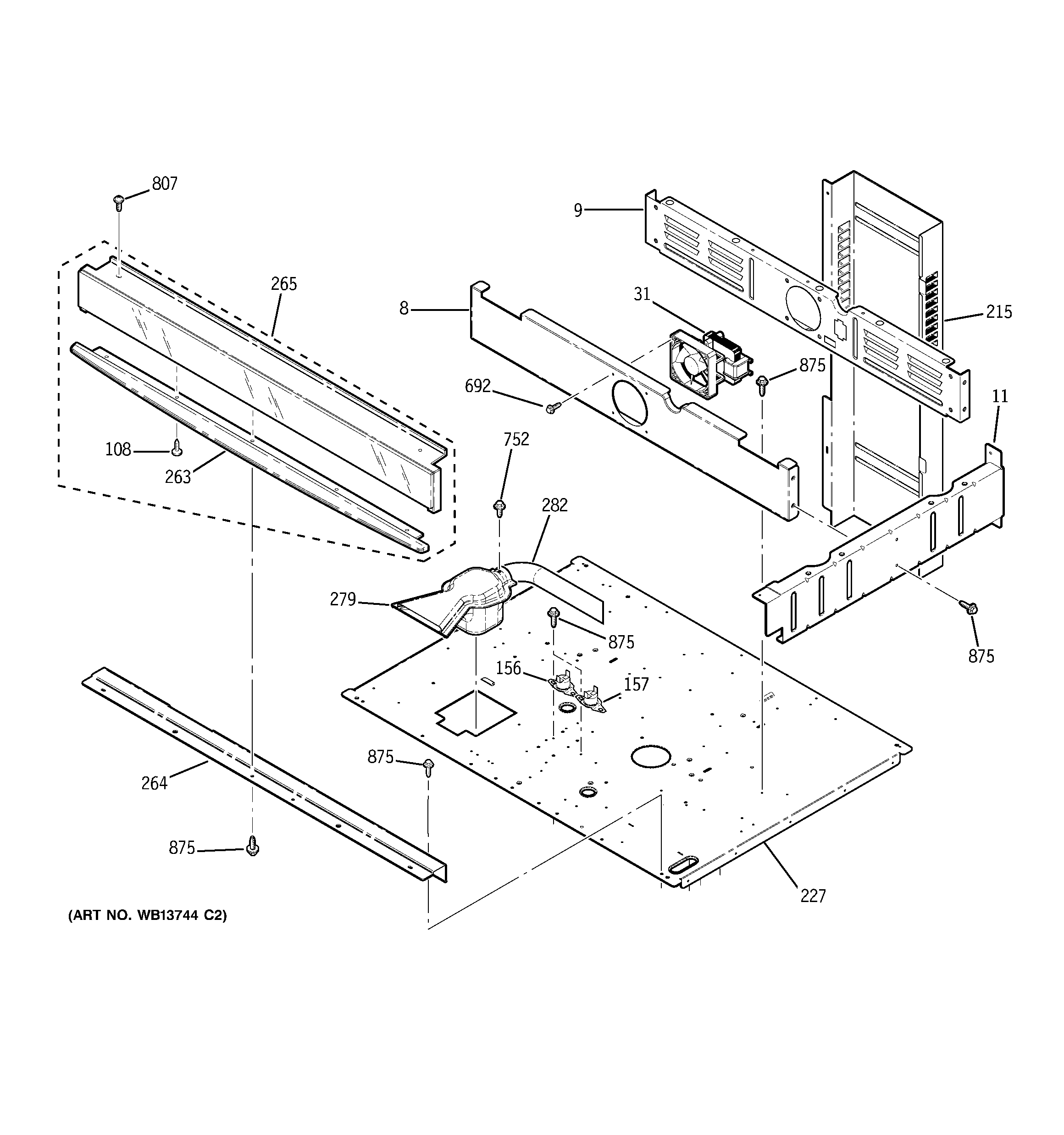 GE JT955CF8CC center spacer diagram