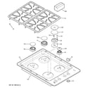 GE JGP933WEK2WW control panel & cooktop diagram