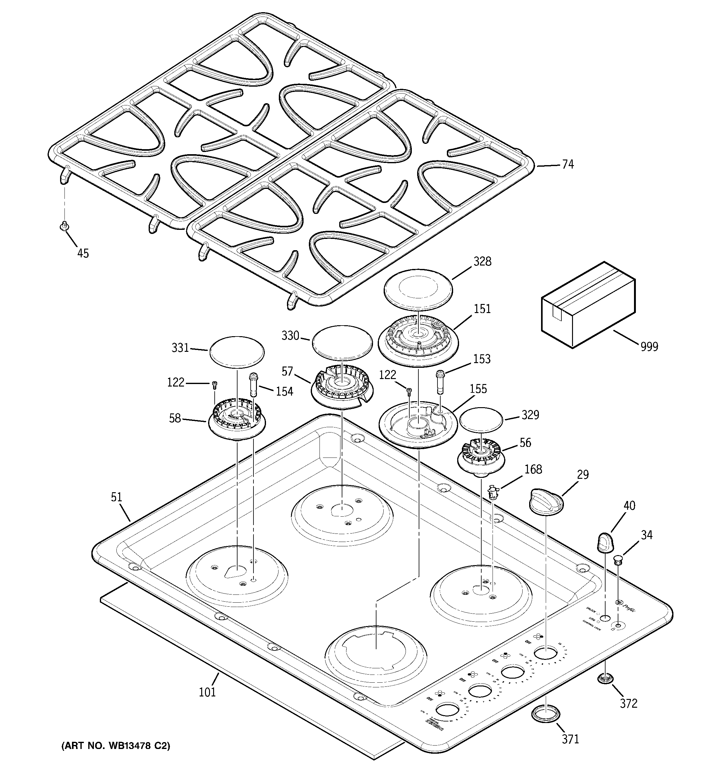 GE JGP945BEK1BB control panel & cooktop diagram