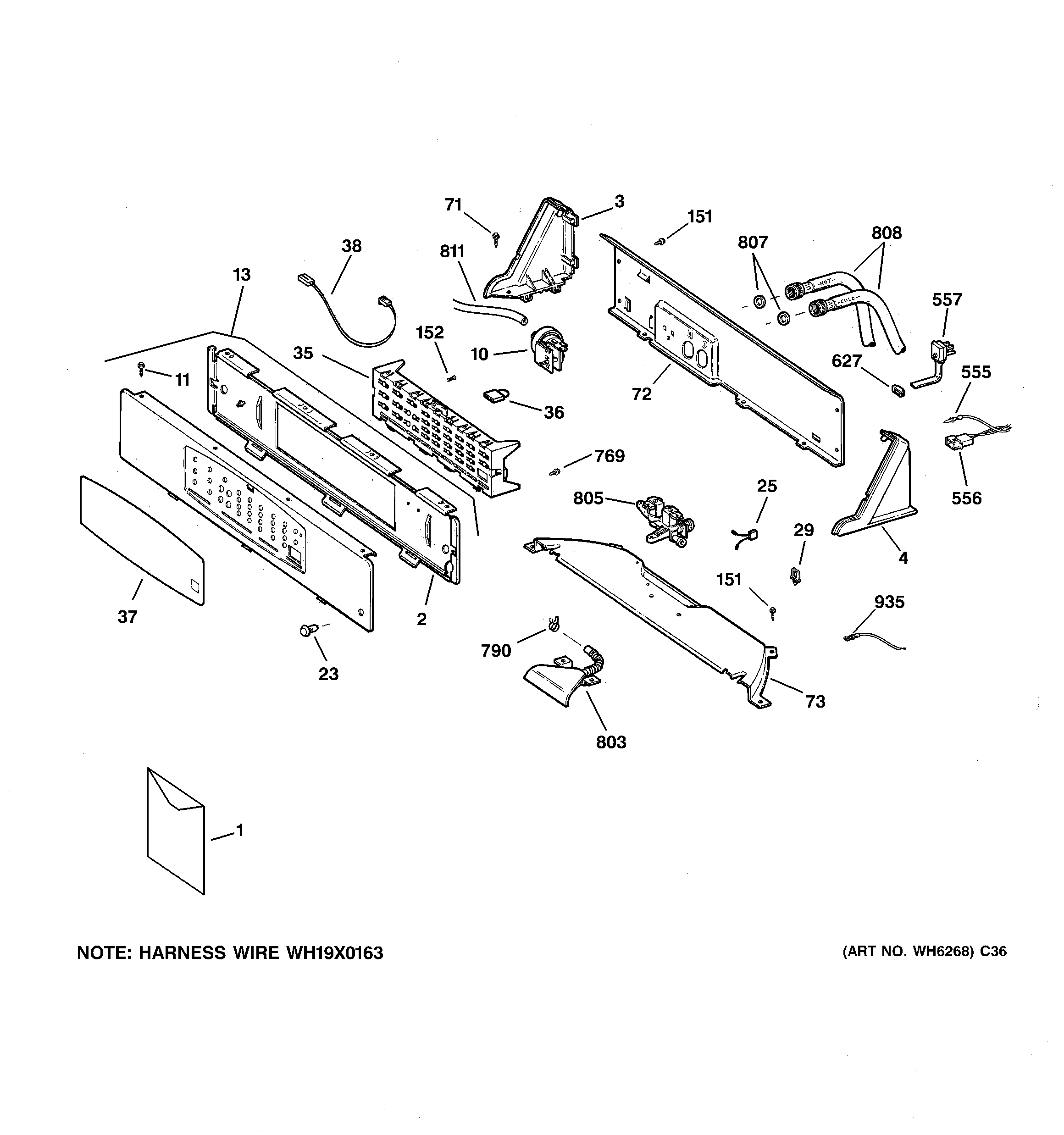 GE WPSE7001A0AA controls & backsplash diagram
