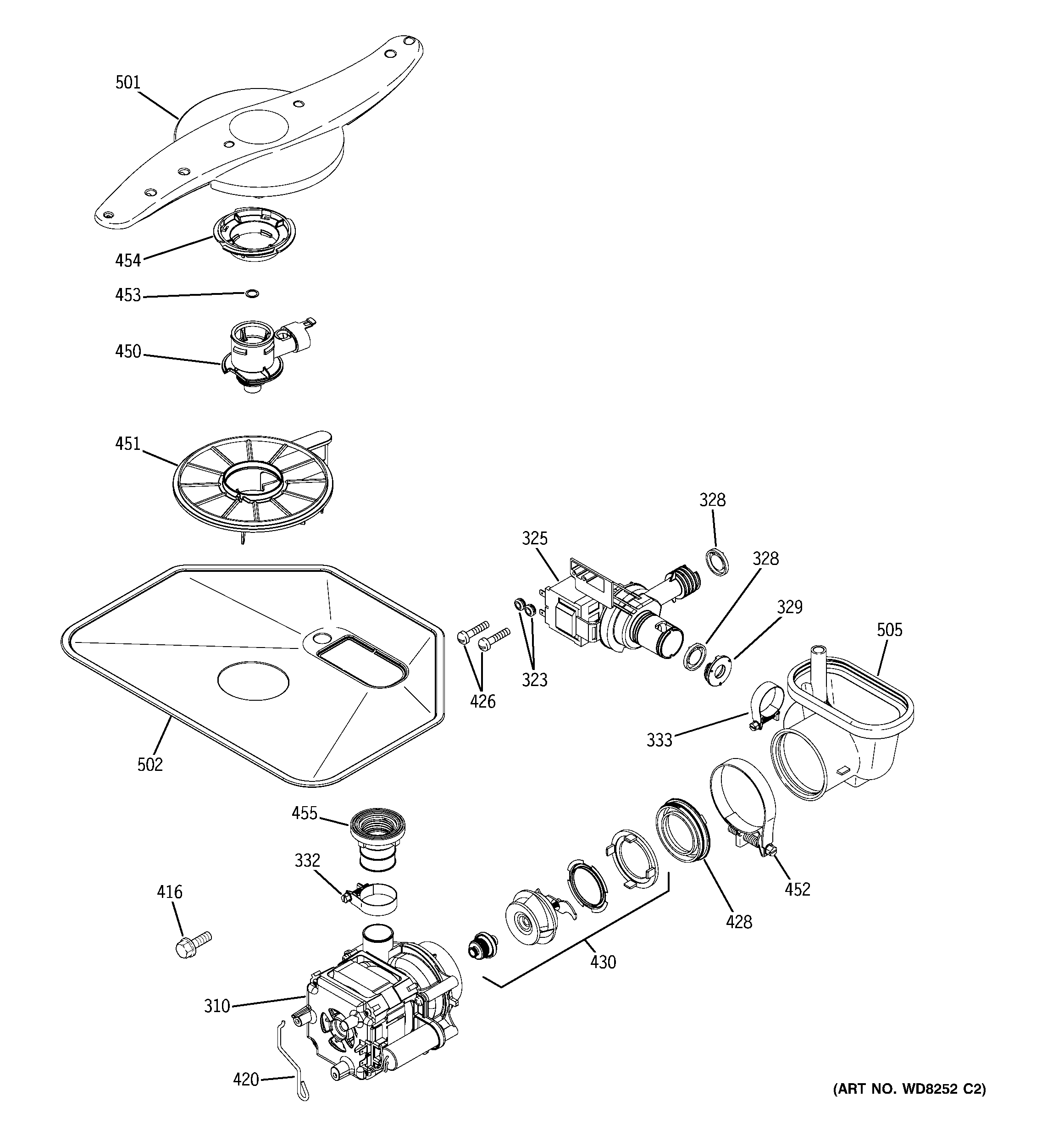 GE GLC4100N00WW motor-pump mechanism diagram