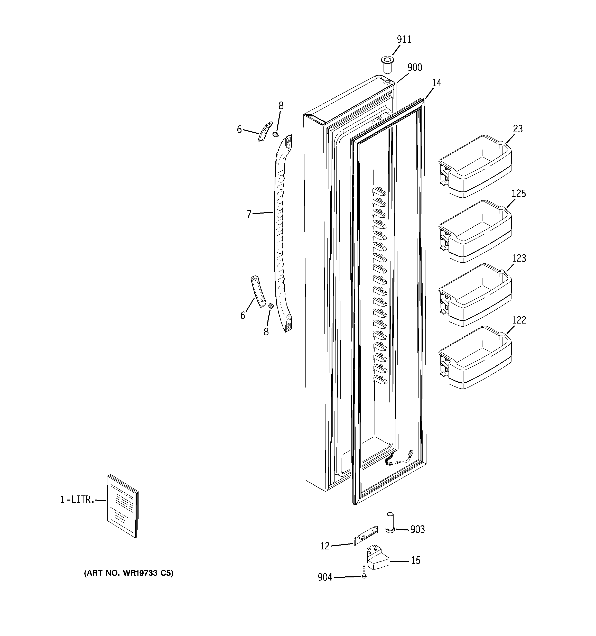 GE GCE23LBWIFWW freezer door diagram