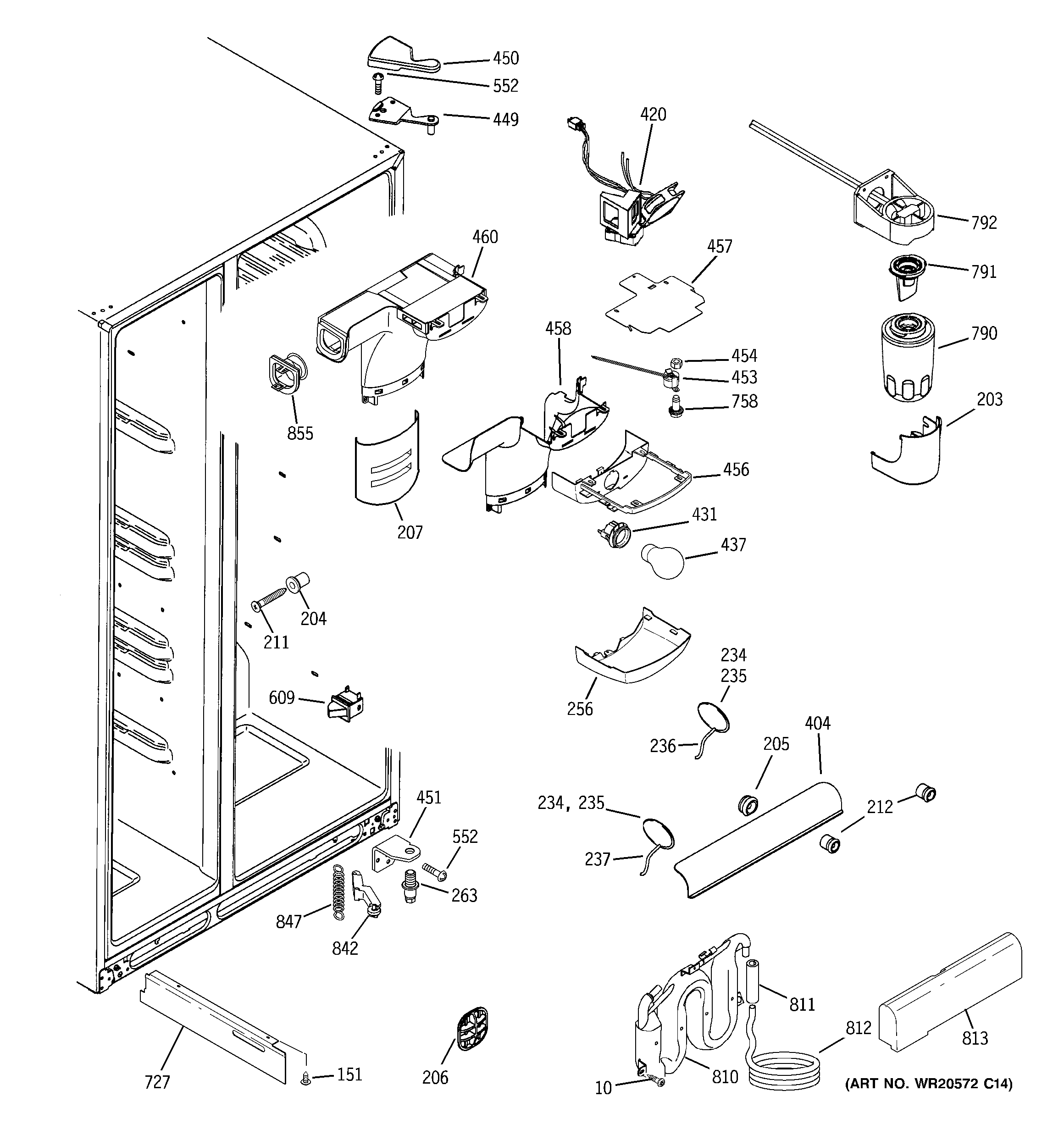 GE GCE23LHWIFBB fresh food section diagram