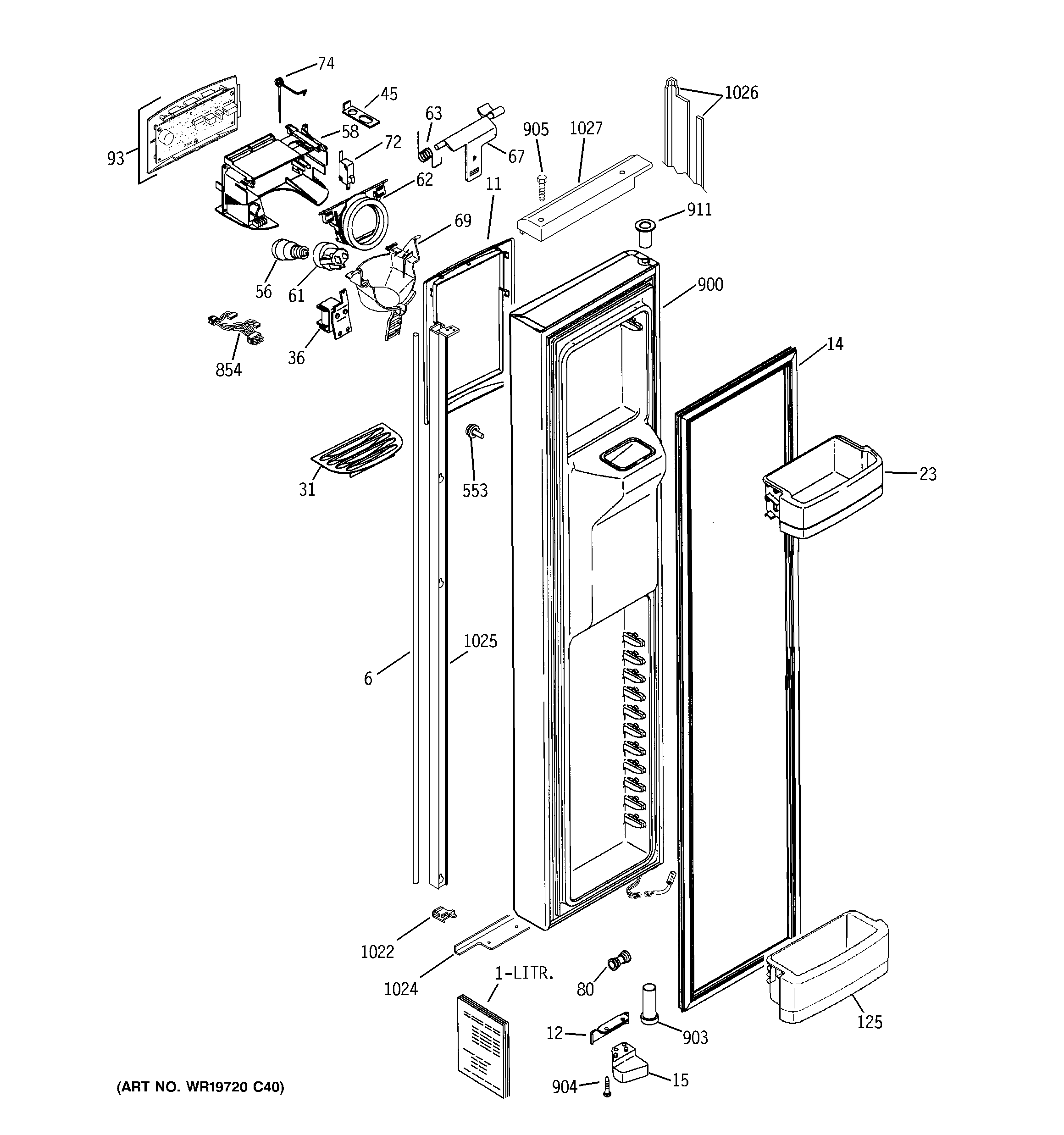 GE GIE21LGWIFBB freezer door diagram