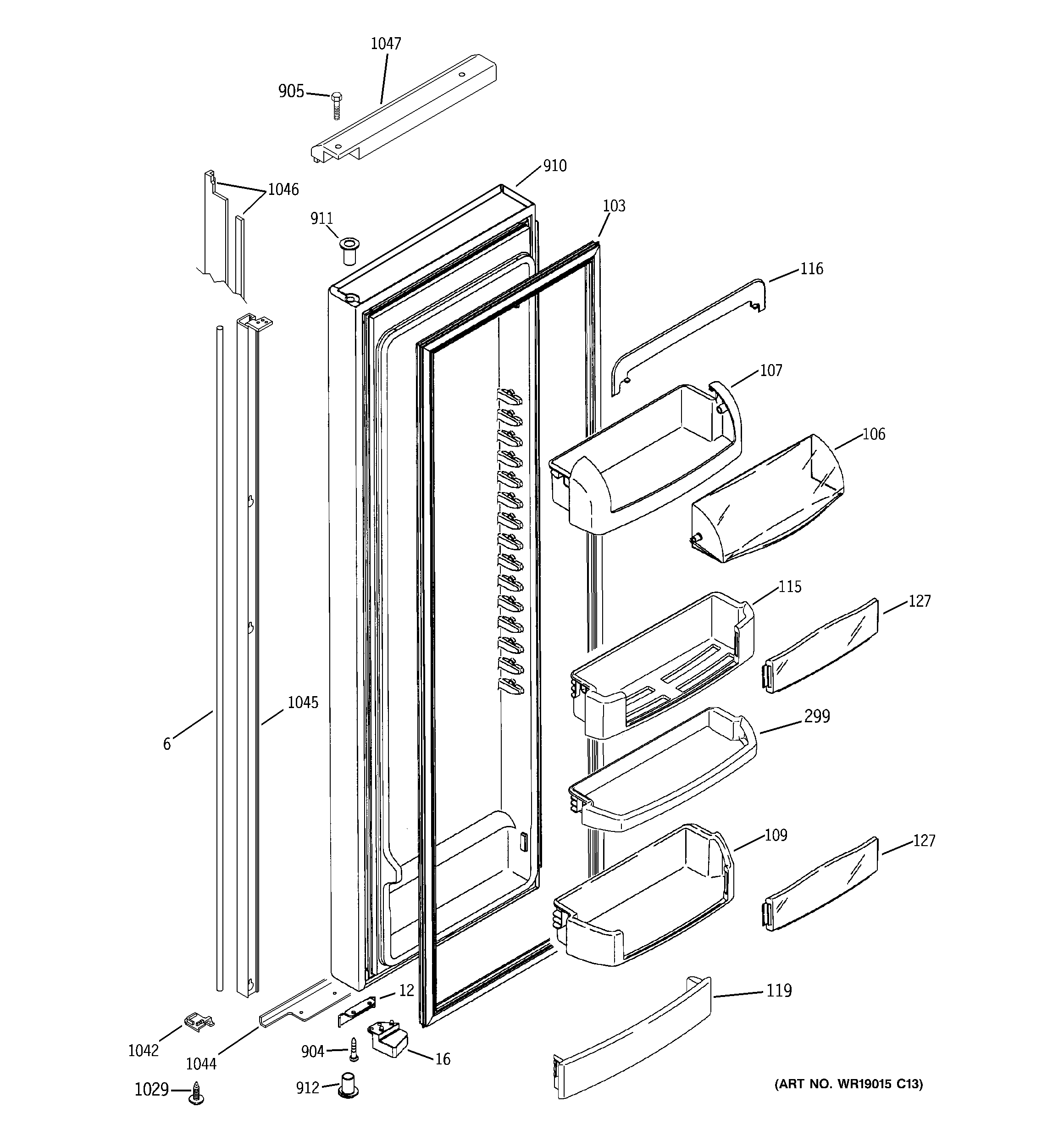 GE GIE21LGWIFBB fresh food door diagram