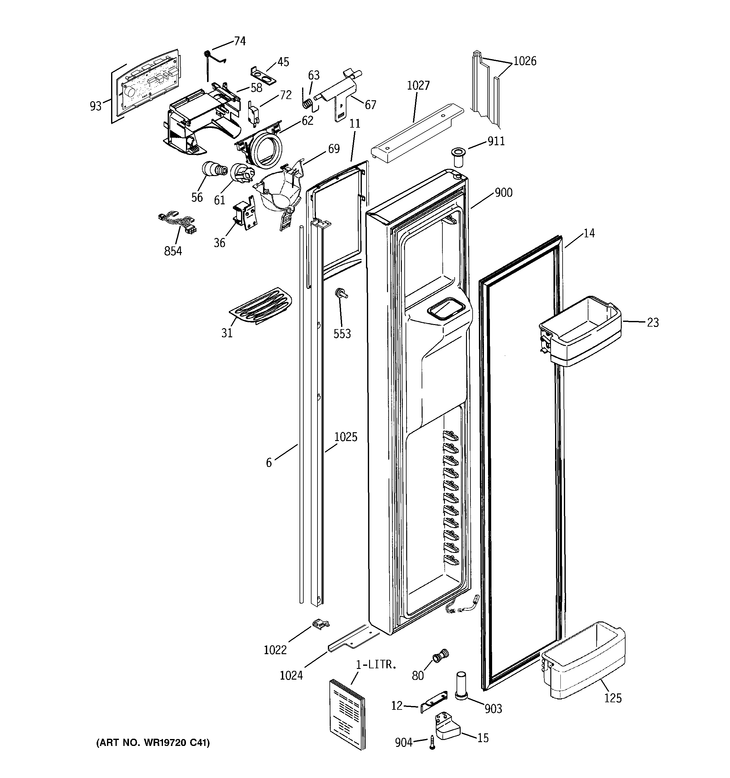 GE GIE21LGWIFKB freezer door diagram